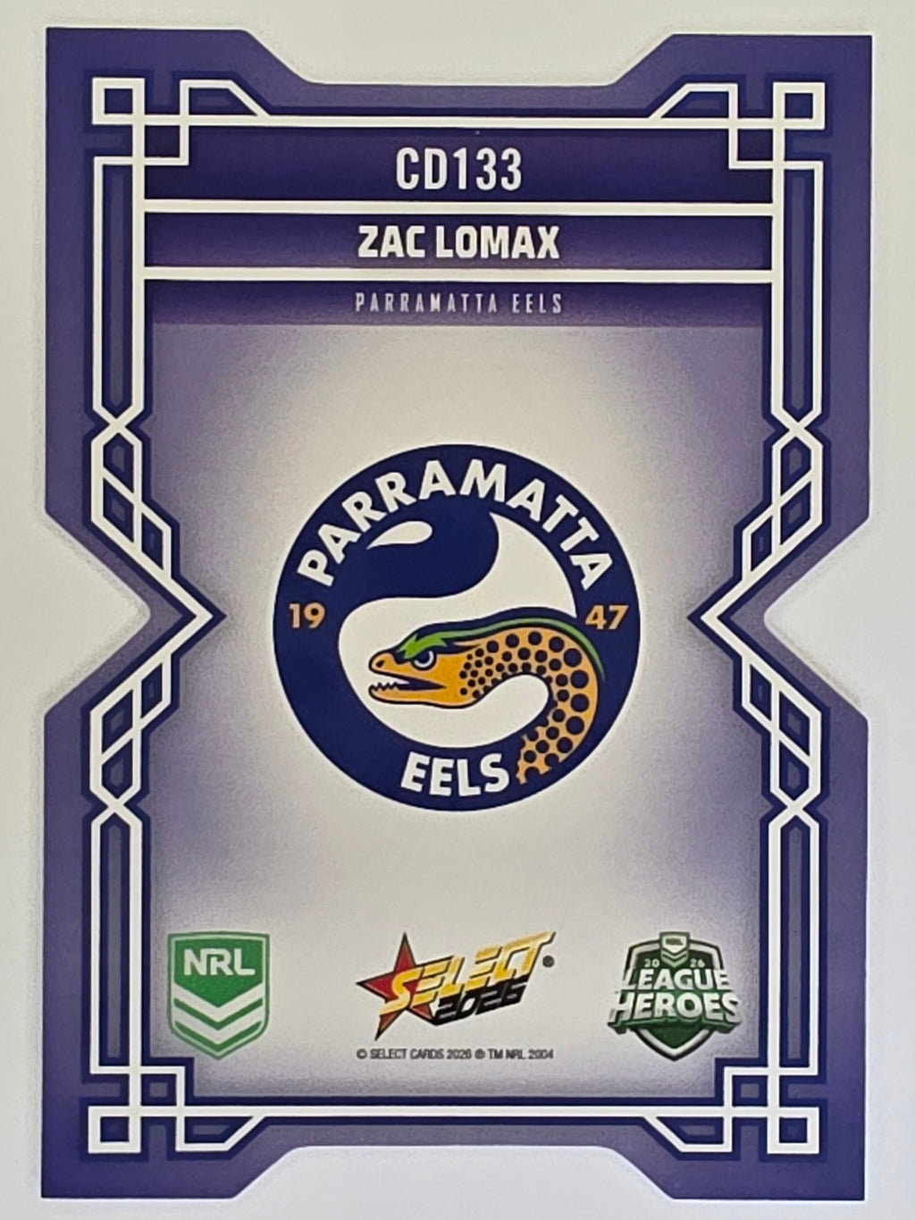 NRL 2026 League Heroes | Colours Diecut | #CD133 | Zac Lomax | Parramatta Eels