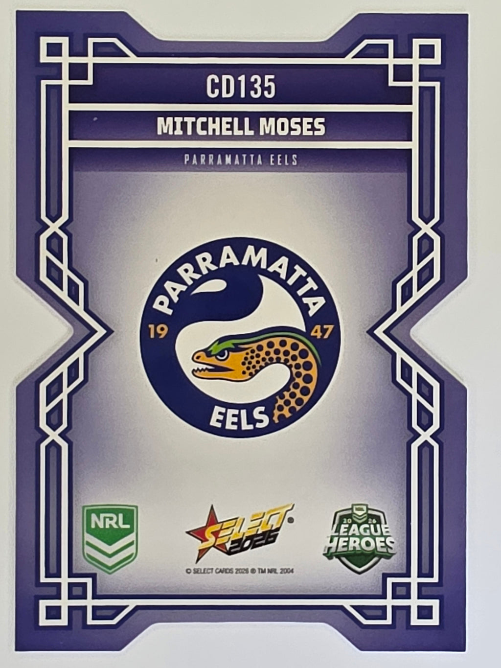 NRL 2026 League Heroes | Colours Diecut | #CD135 | Mitchell Moses | Parramatta Eels