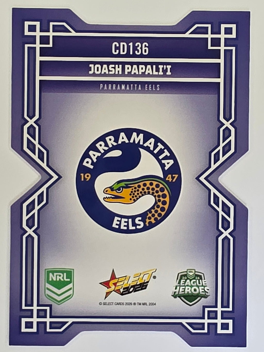 NRL 2026 League Heroes | Colours Diecut | #CD136 | Joash Papali’i | Parramatta Eels