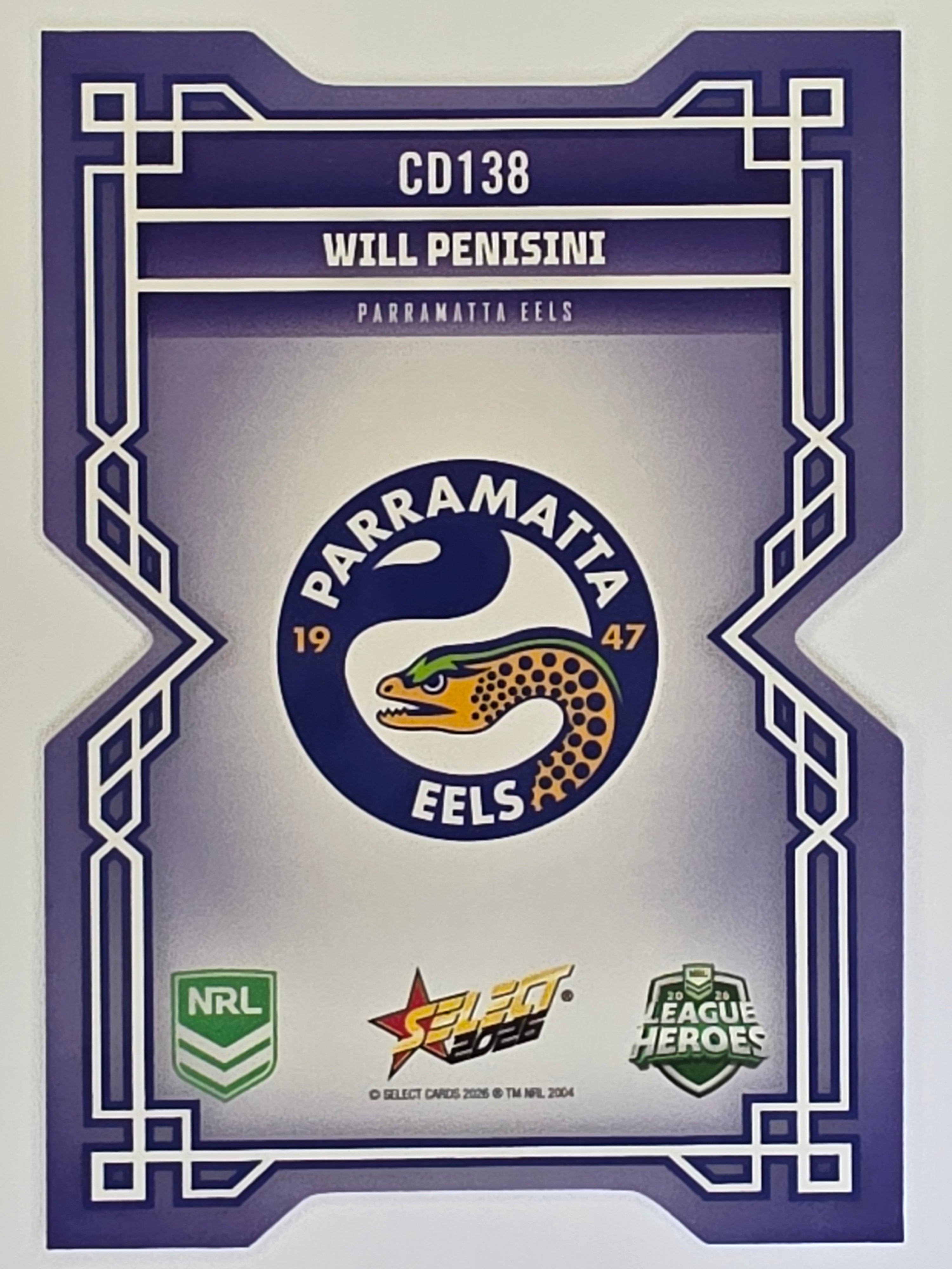 NRL 2026 League Heroes | Colours Diecut | #CD138 |Will Penisini |Parramatta Eels