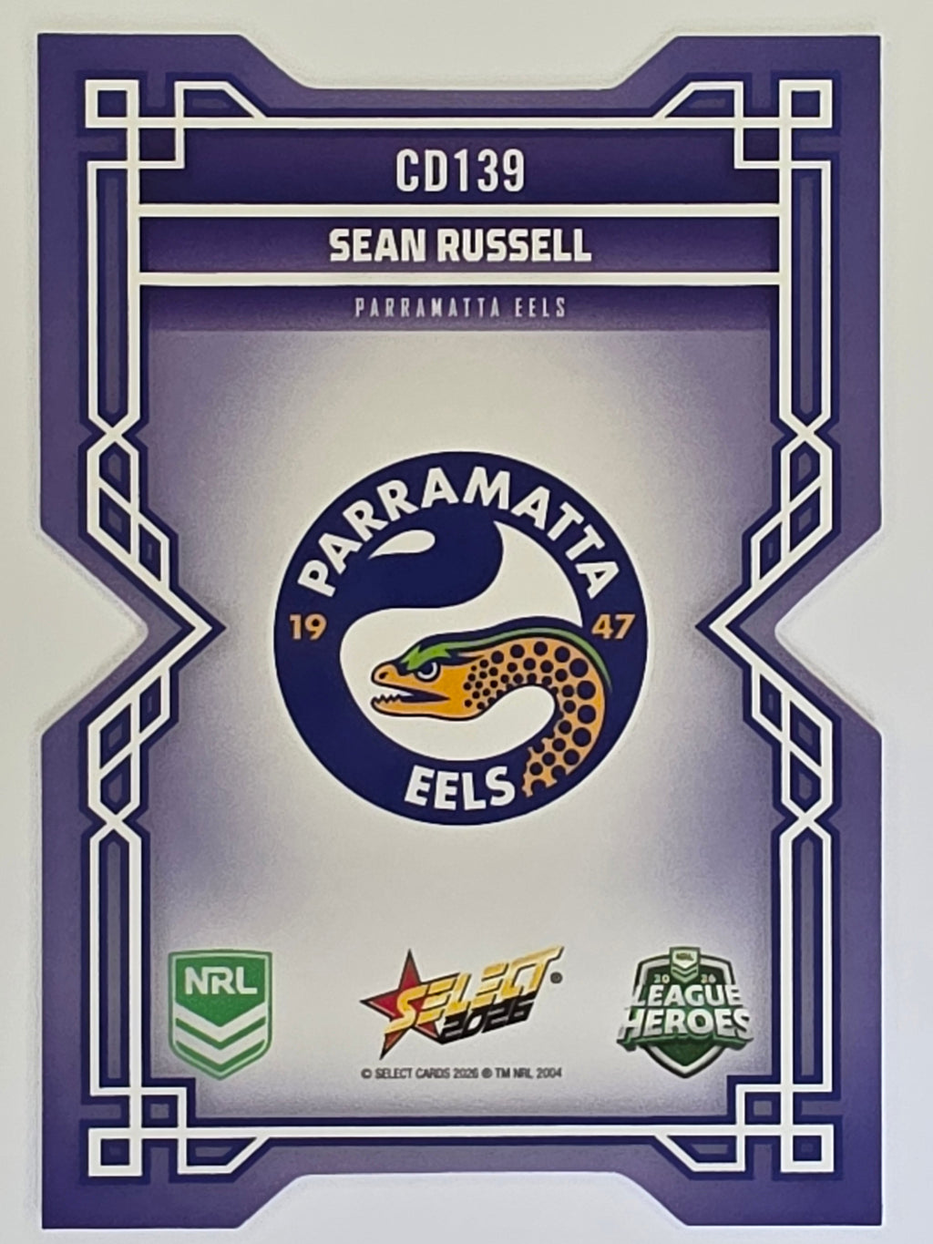 NRL 2026 League Heroes | Colours Diecut | #CD139 | Sean Russell |Parramatta Eels