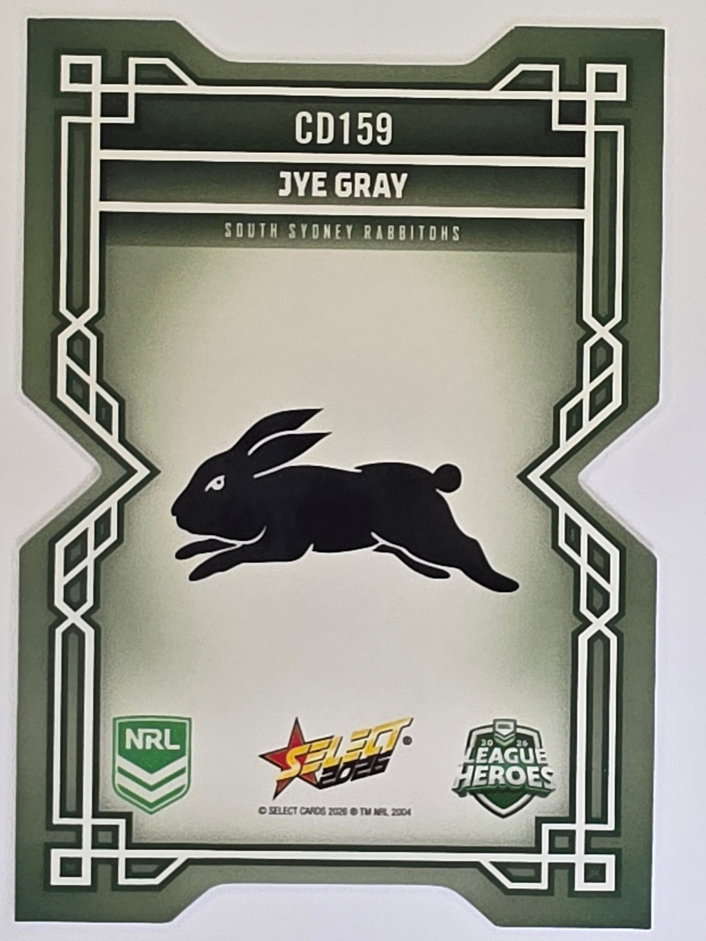 NRL 2026 League Heroes | Colours Diecut | #CD159 | Jye Gray | South Sydney Rabbitohs