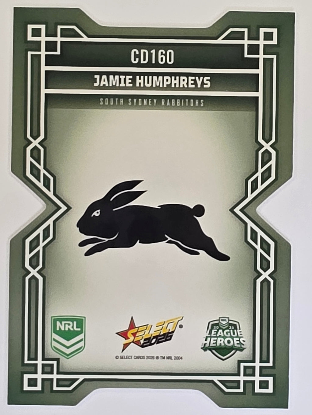 NRL 2026 League Heroes | Colours Diecut | #CD160 | Jamie Humphreys | South Sydney Rabbitohs