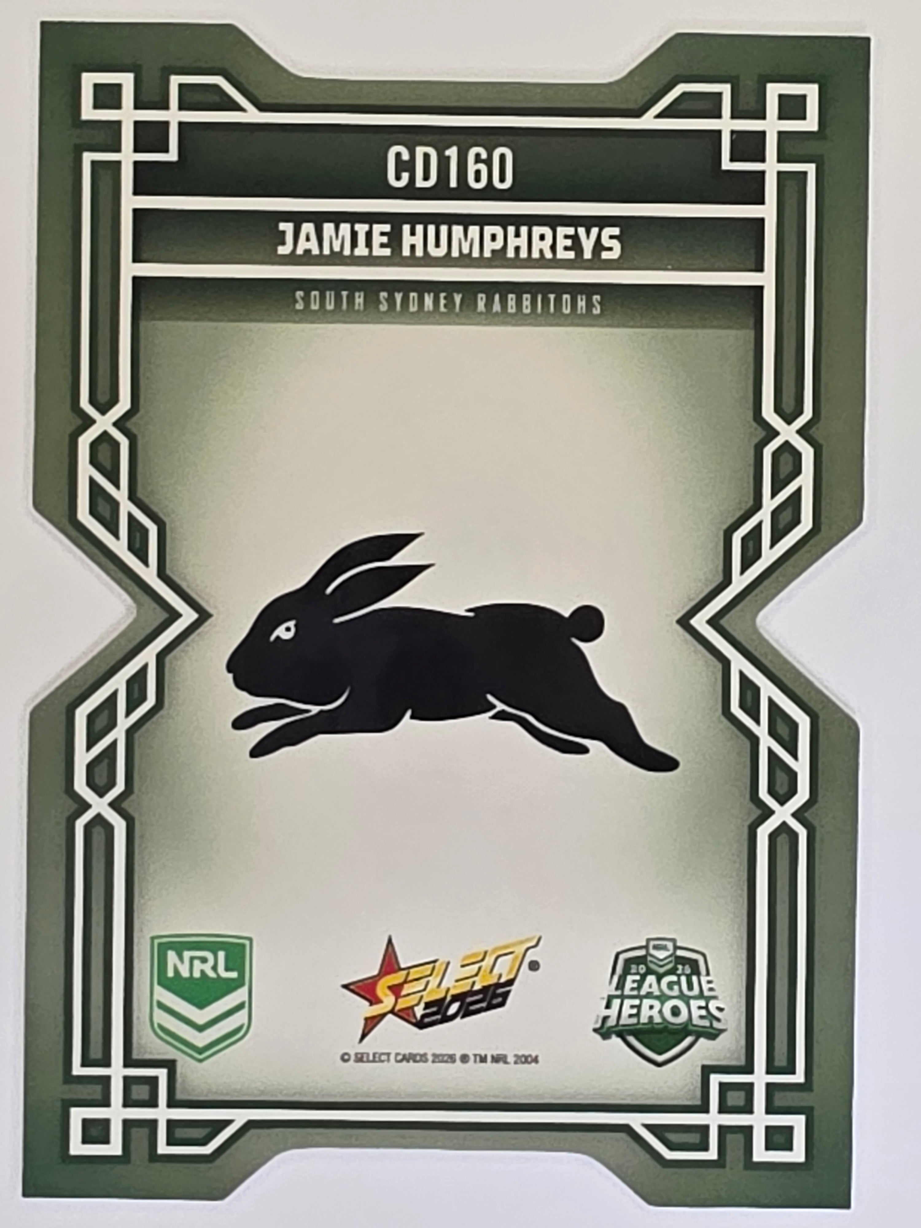 NRL 2026 League Heroes | Colours Diecut | #CD160 | Jamie Humphreys | South Sydney Rabbitohs