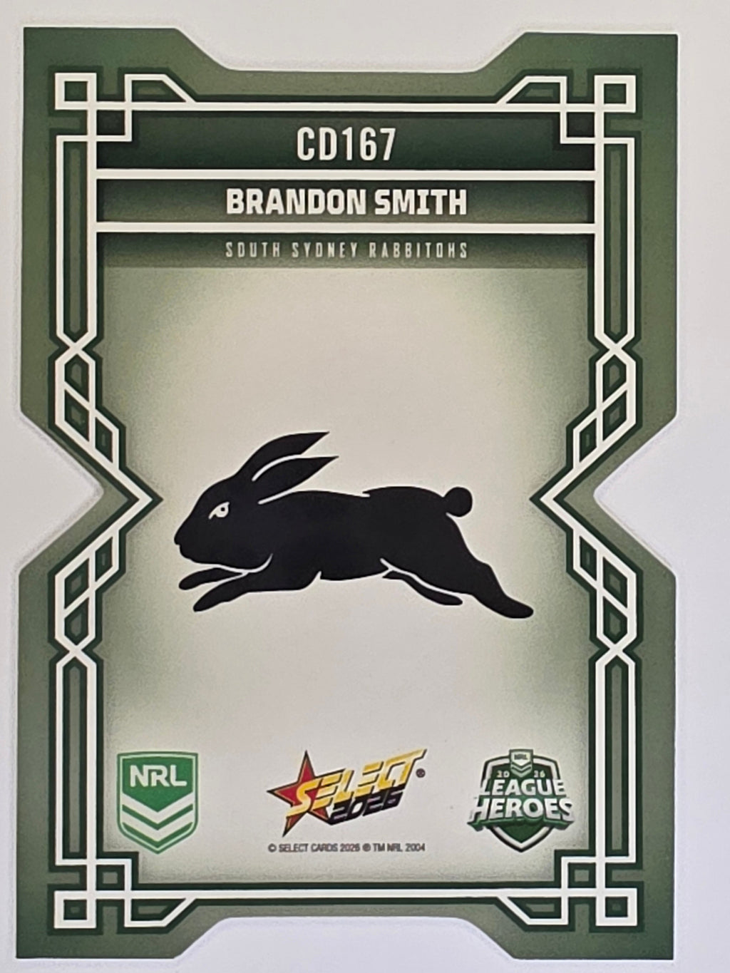 NRL 2026 League Heroes | Colours Diecut | #CD167 | Brandon Smith | South Sydney Rabbitohs