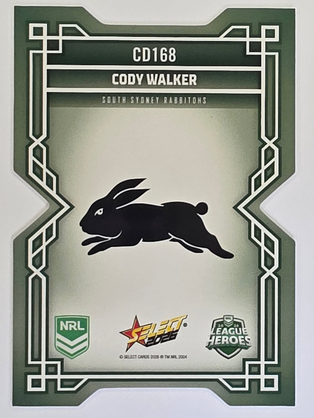 NRL 2026 League Heroes | Colours Diecut | #CD168 | Cody Walker | South Sydney Rabbitohs