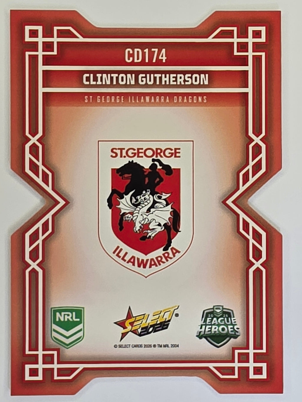 NRL 2026 League Heroes | Colours Diecut | #CD174 | Clinton Gutherson | St George Dragons