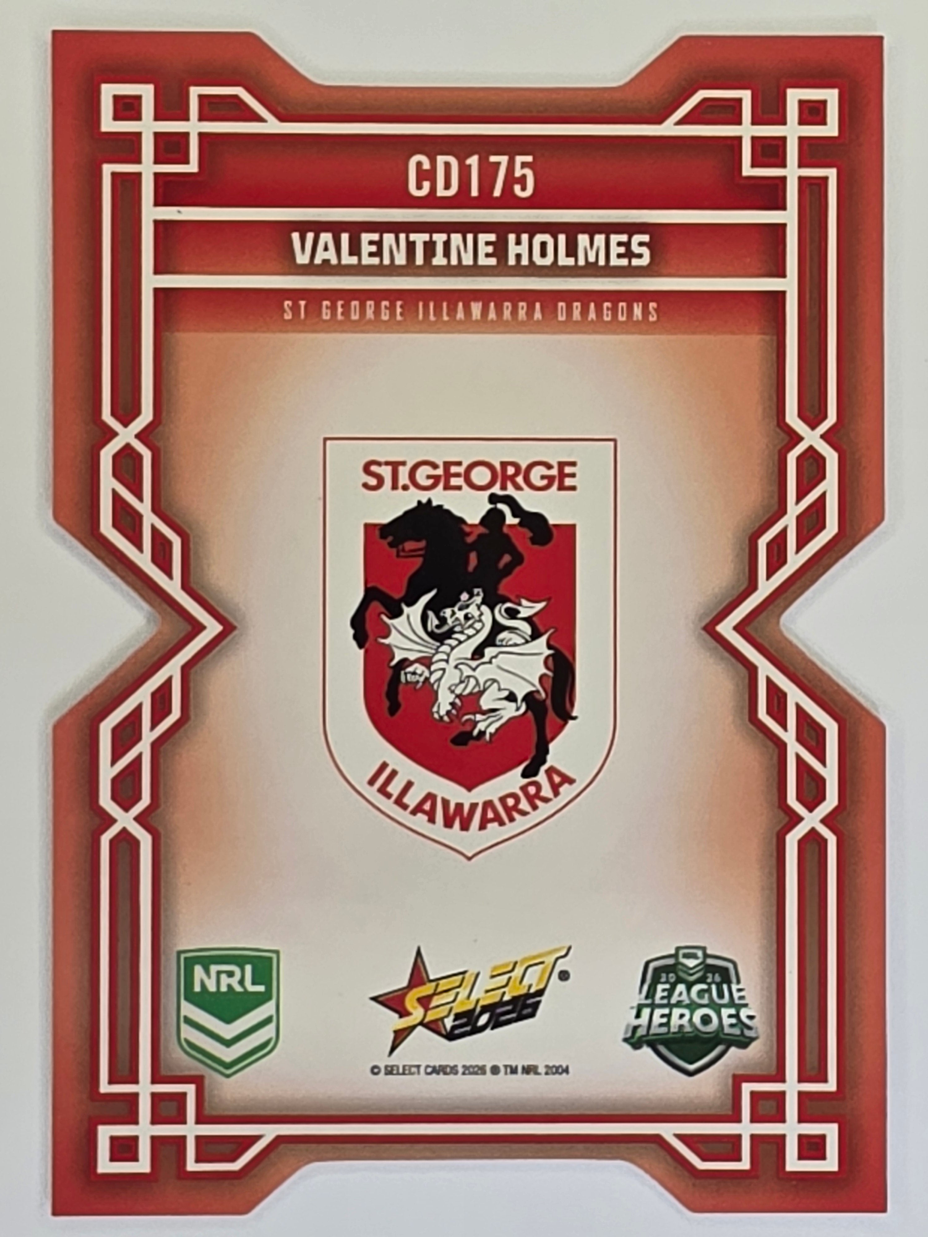 NRL 2026 League Heroes | Colours Diecut | #CD175 | Valentine Holmes | St George Dragons
