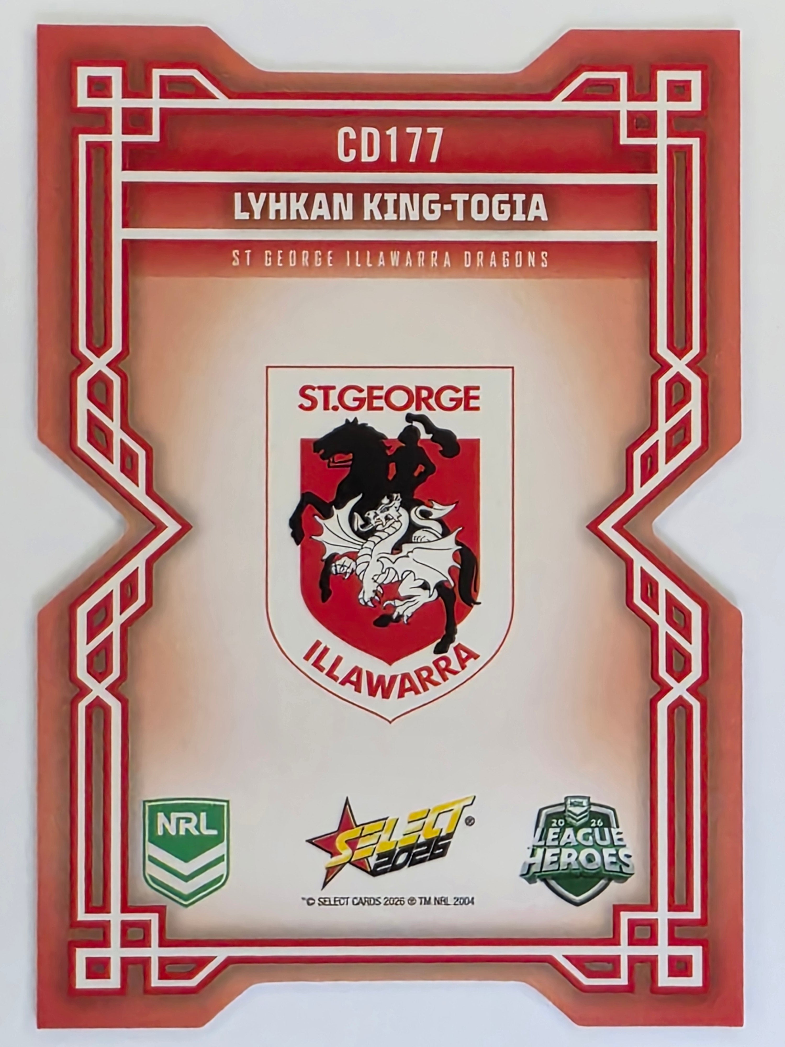 NRL 2026 League Heroes | Colours Diecut | #CD177 | Lyhkan King-Togia | St George Dragons