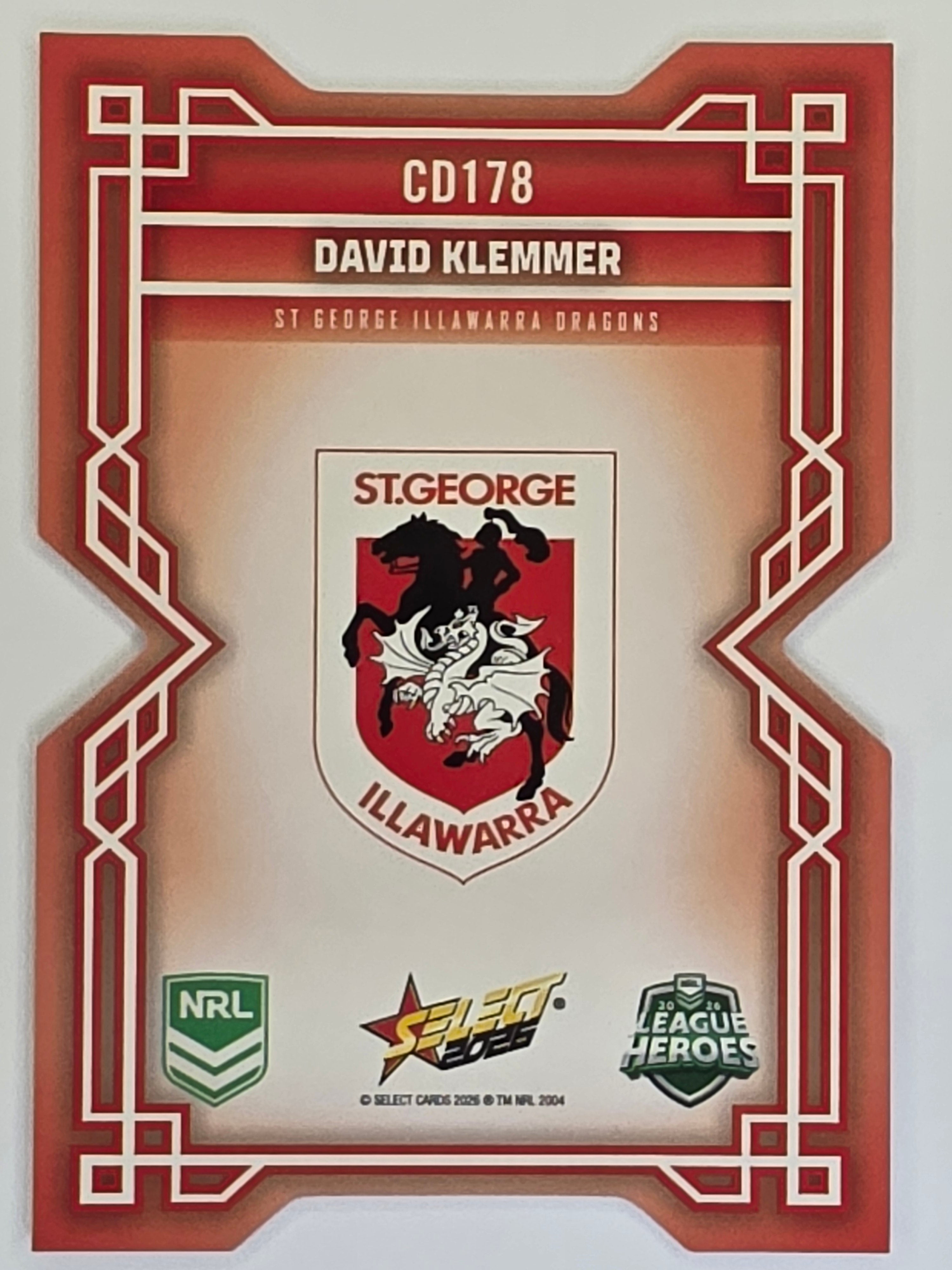 NRL 2026 League Heroes | Colours Diecut | #CD178 | David Klemmer | St George Dragons