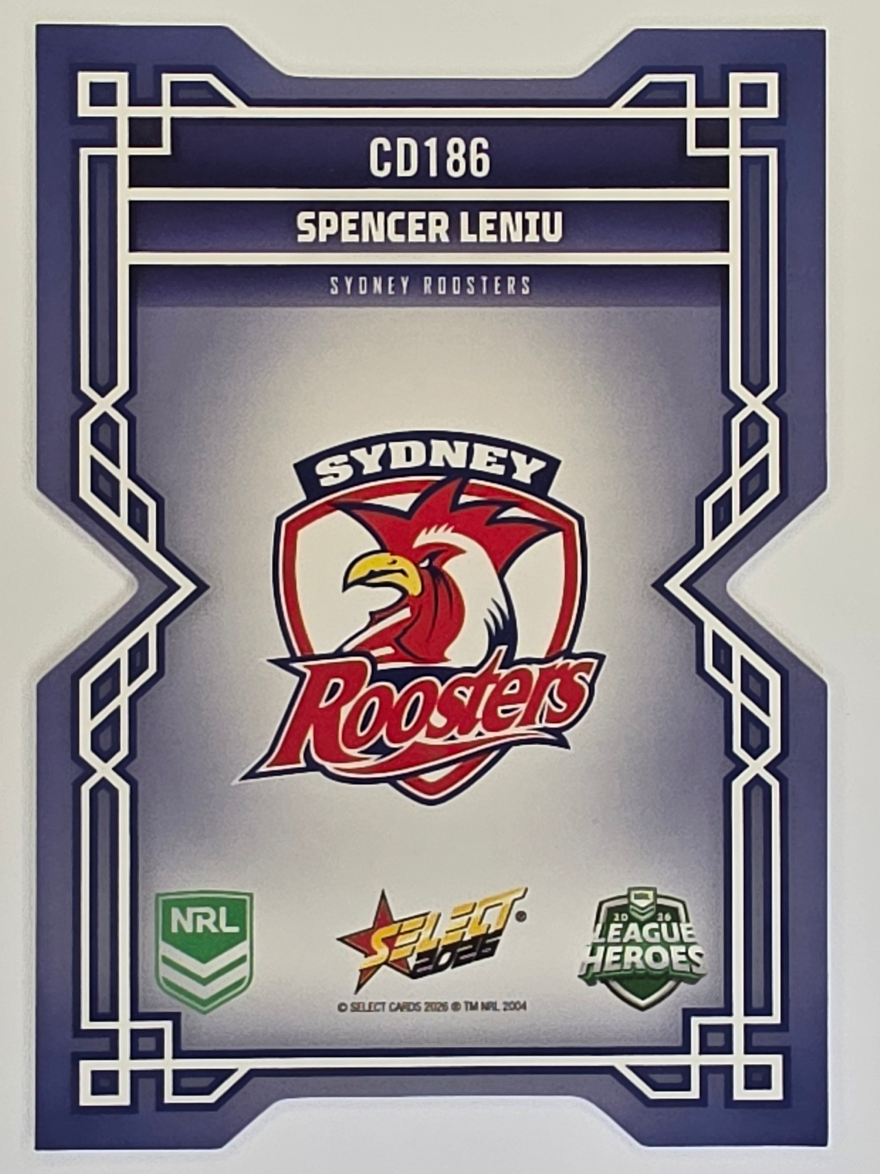NRL 2026 League Heroes | Colours Diecut | #CD186 |Spencer Leniu |Sydney Roosters