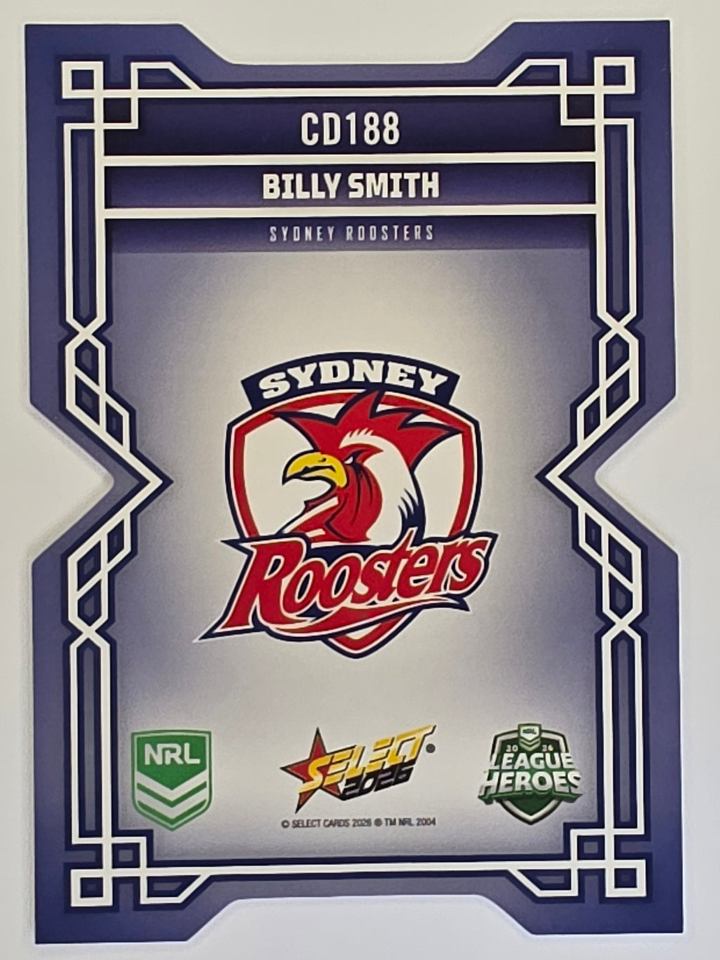 NRL 2026 League Heroes | Colours Diecut | #CD188 | Billy Smith | Sydney Roosters