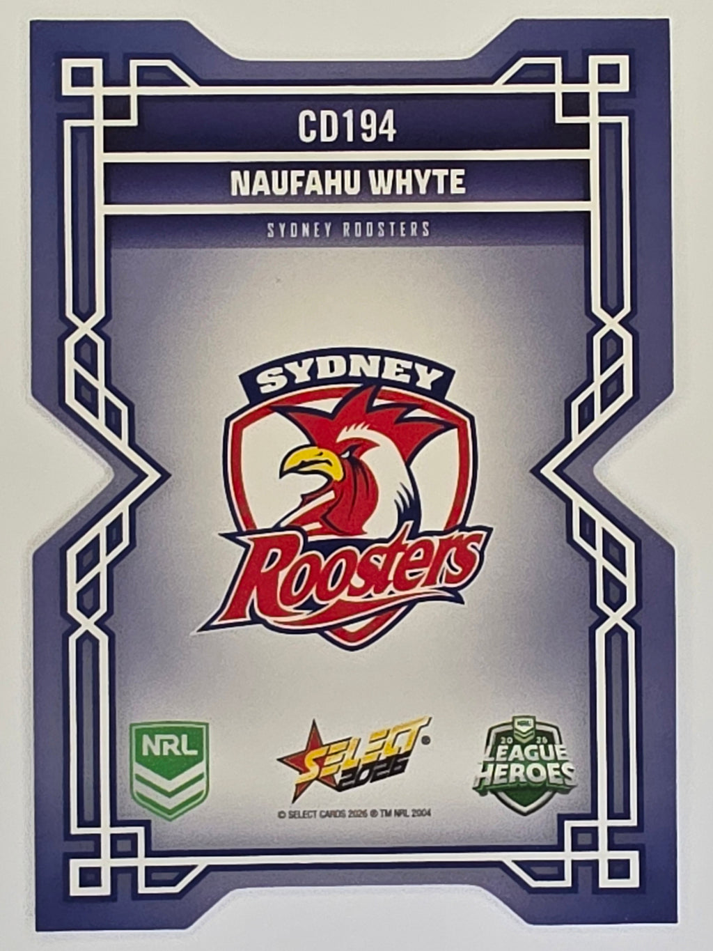 NRL 2026 League Heroes | Colours Diecut | #CD194 |Naufahu Whyte |Sydney Roosters