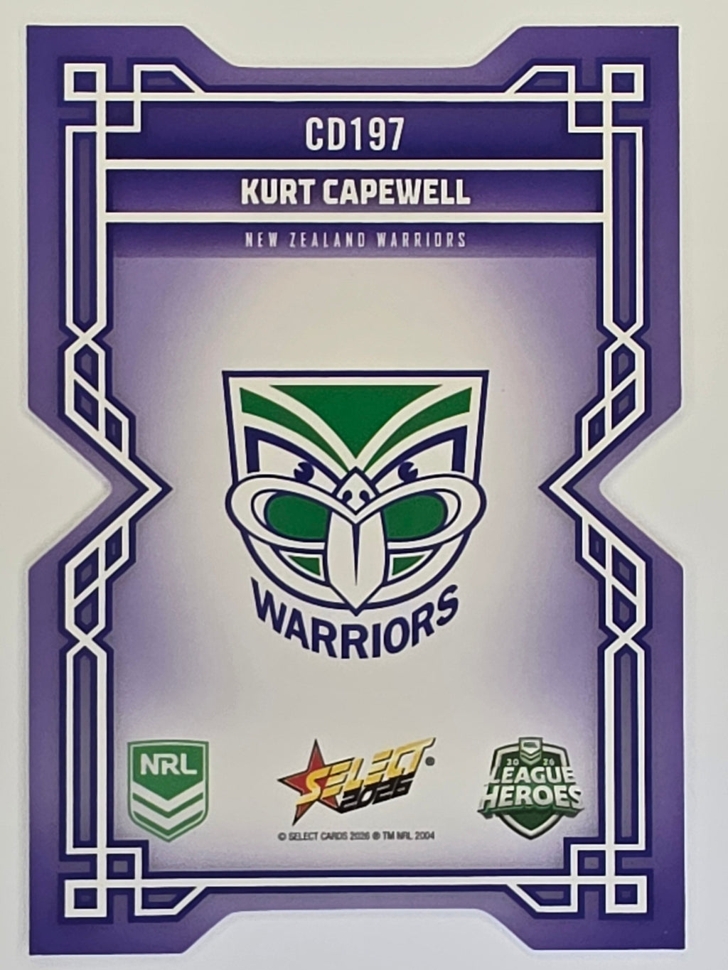 NRL 2026 League Heroes | Colours Diecut | #CD197 | Kurt Capewell | New Zealand Warriors