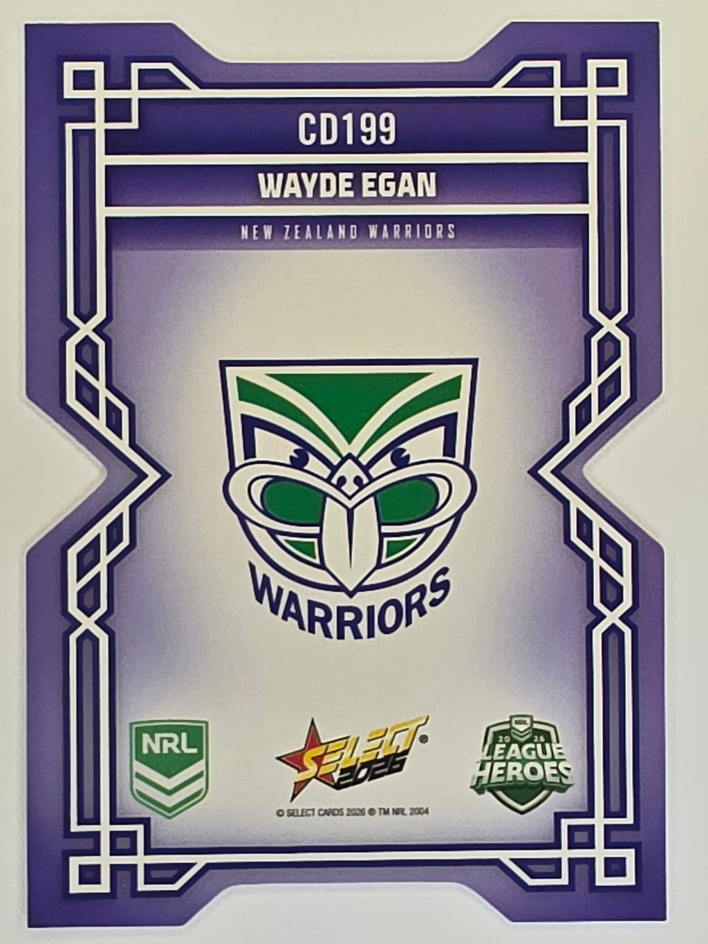 NRL 2026 League Heroes | Colours Diecut | #CD199 | Wayde Egan | New Zealand Warriors