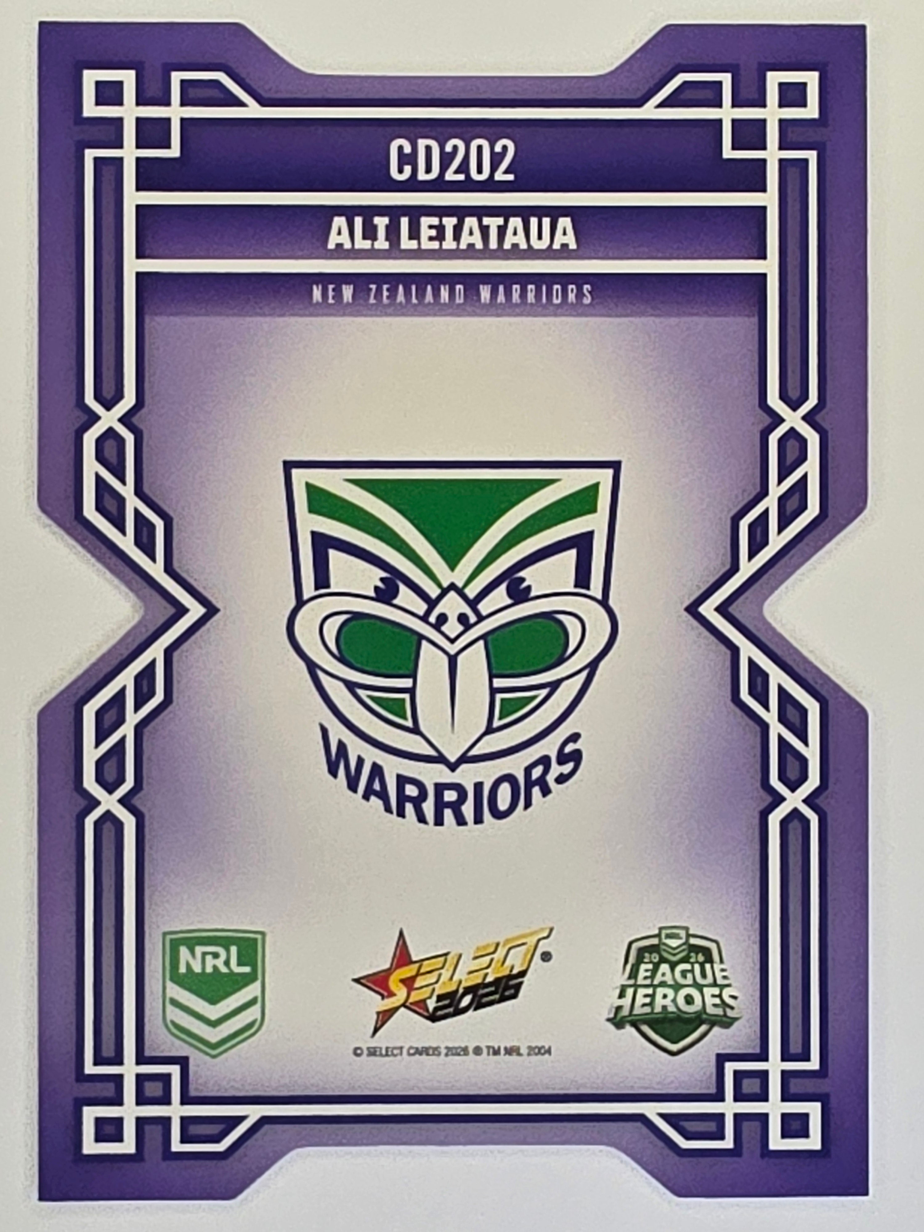 NRL 2026 League Heroes | Colours Diecut | #CD202 | Ali Leiataua | New Zealand Warriors