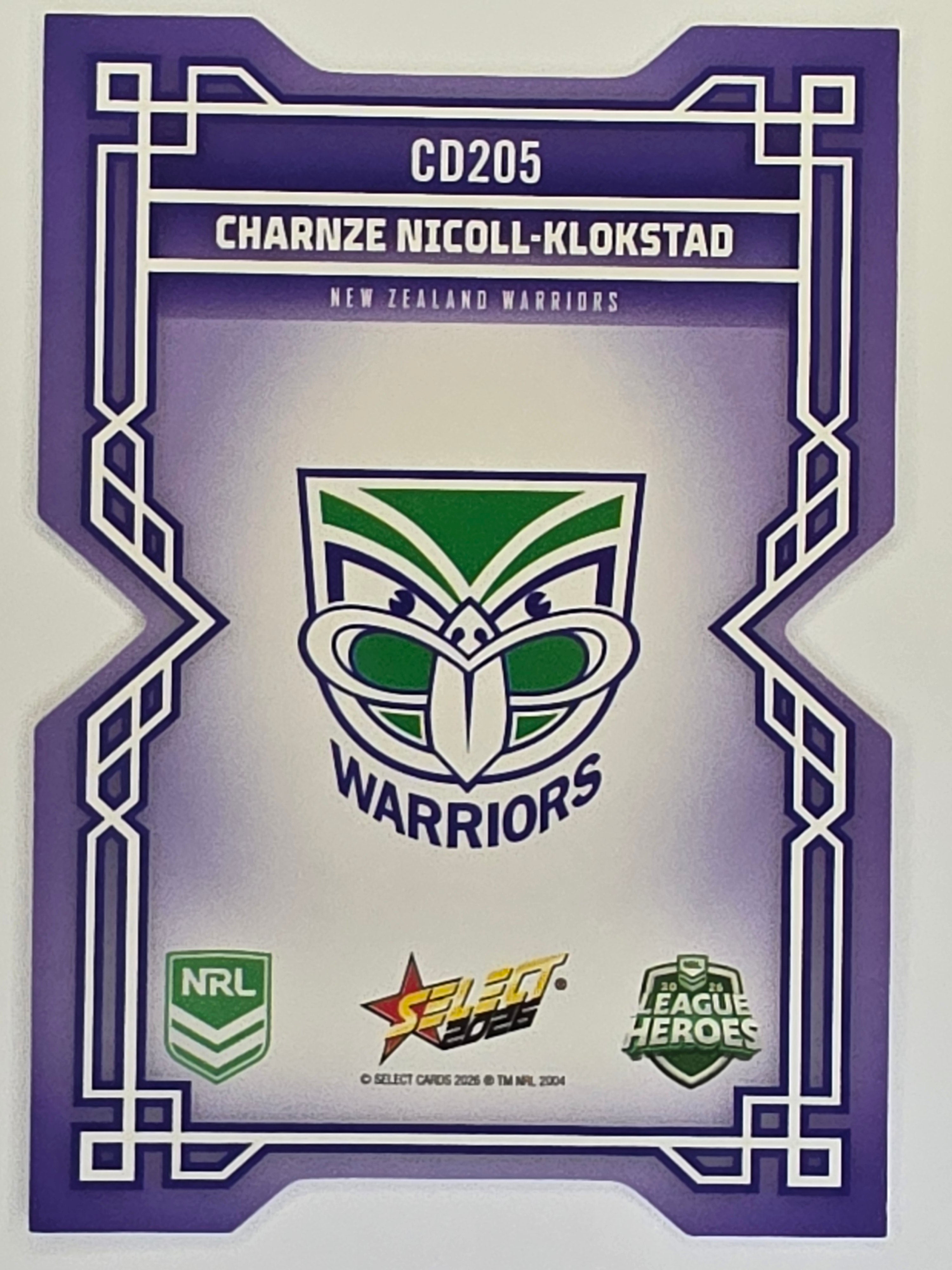 NRL 2026 League Heroes | Colours Diecut | #CD205 | Charnze Nicoll-Klokstad | New Zealand Warriors