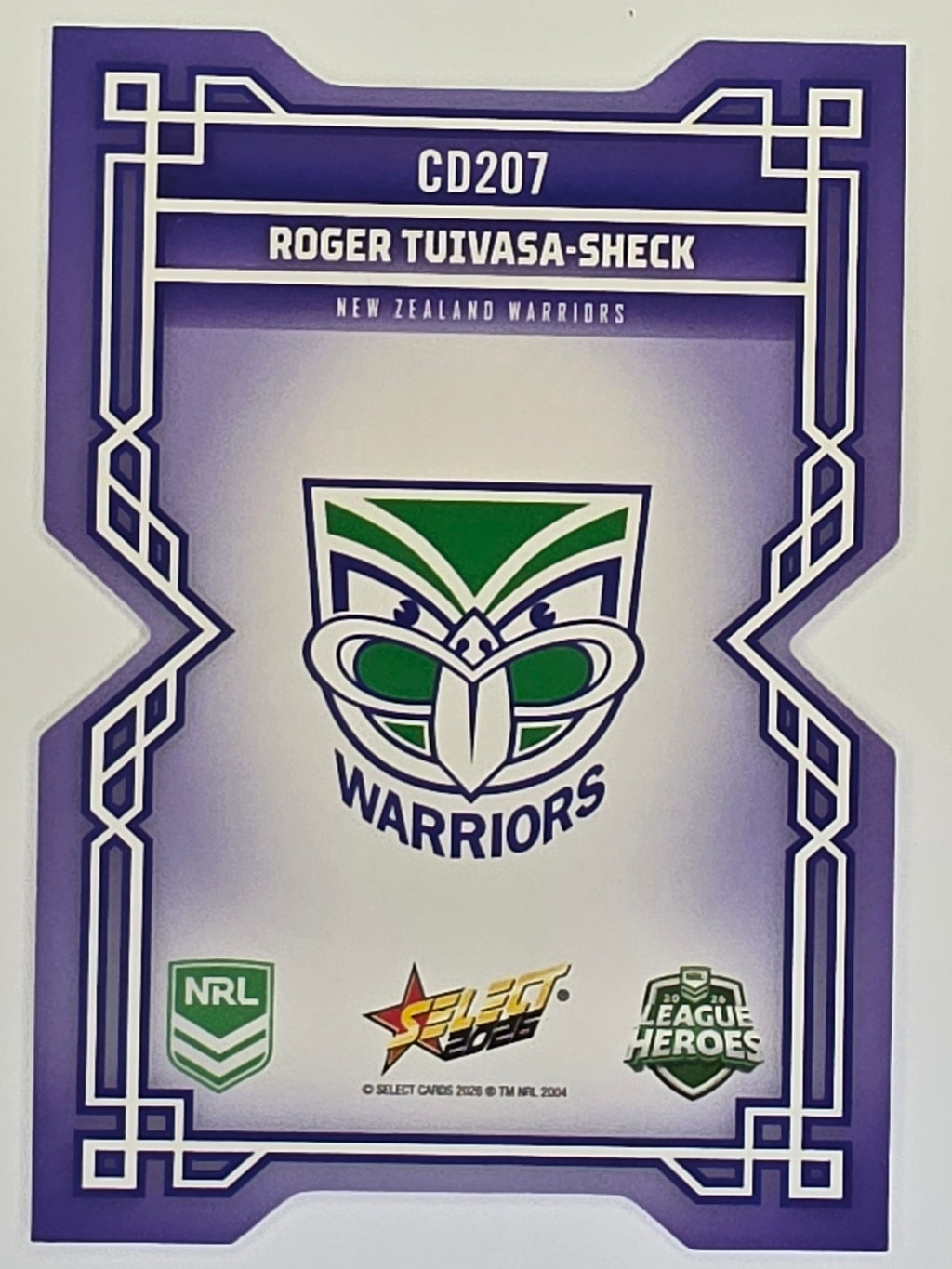 NRL 2026 League Heroes | Colours Diecut | #CD207 | Roger Tuivasa-Sheck | New Zealand Warriors