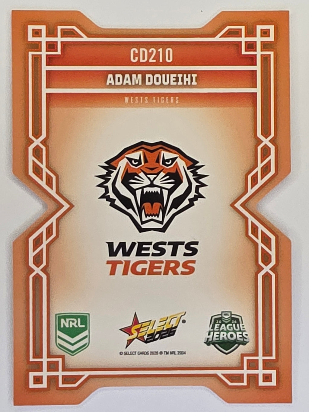 NRL 2026 League Heroes | Colours Diecut | #CD210 | Adam Doueihi | Wests Tigers