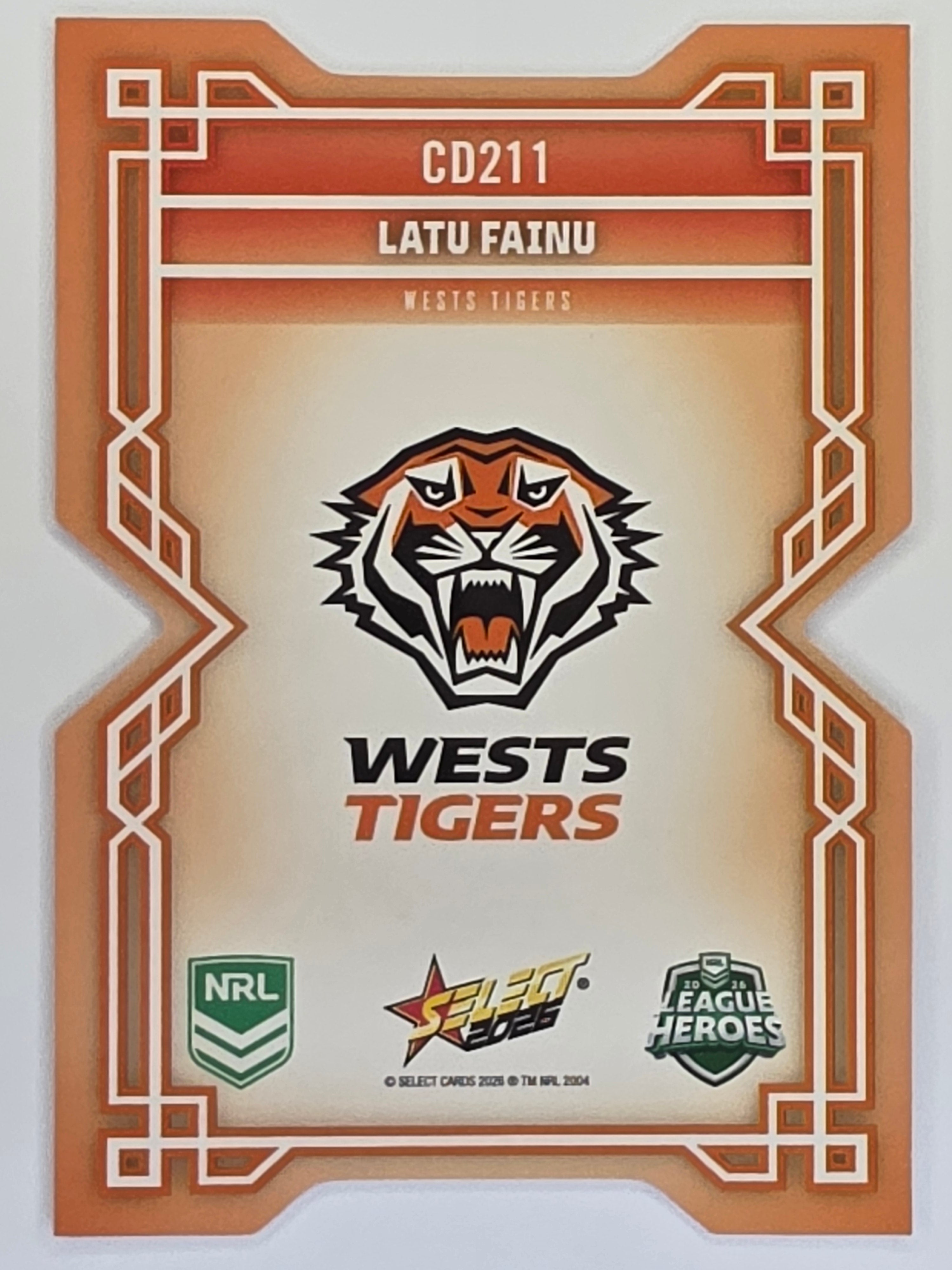 NRL 2026 League Heroes | Colours Diecut | #CD211 | Latu Fainu | Wests Tigers