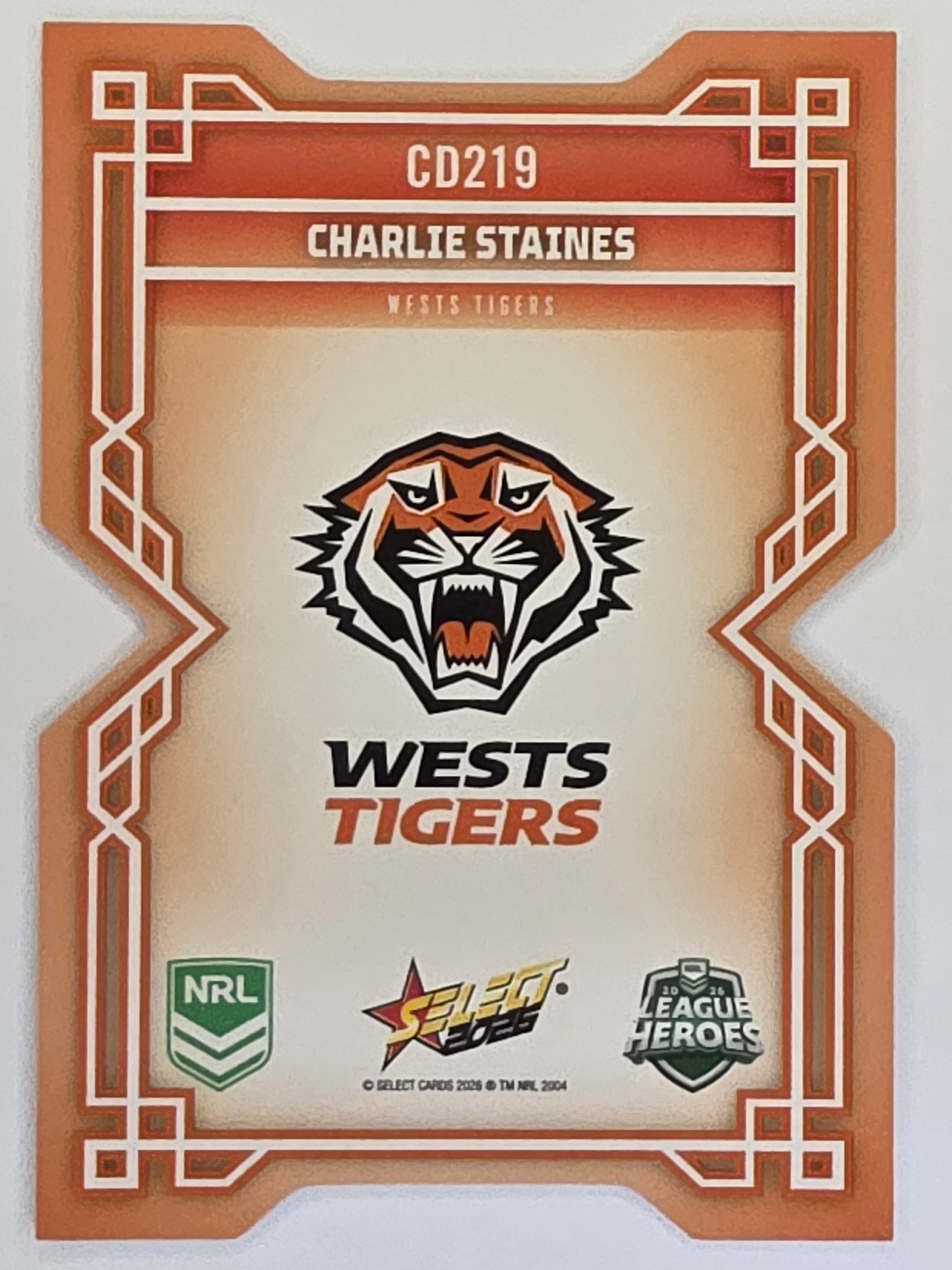 NRL 2026 League Heroes | Colours Diecut | #CD219 | Charlie Staines |Wests Tigers