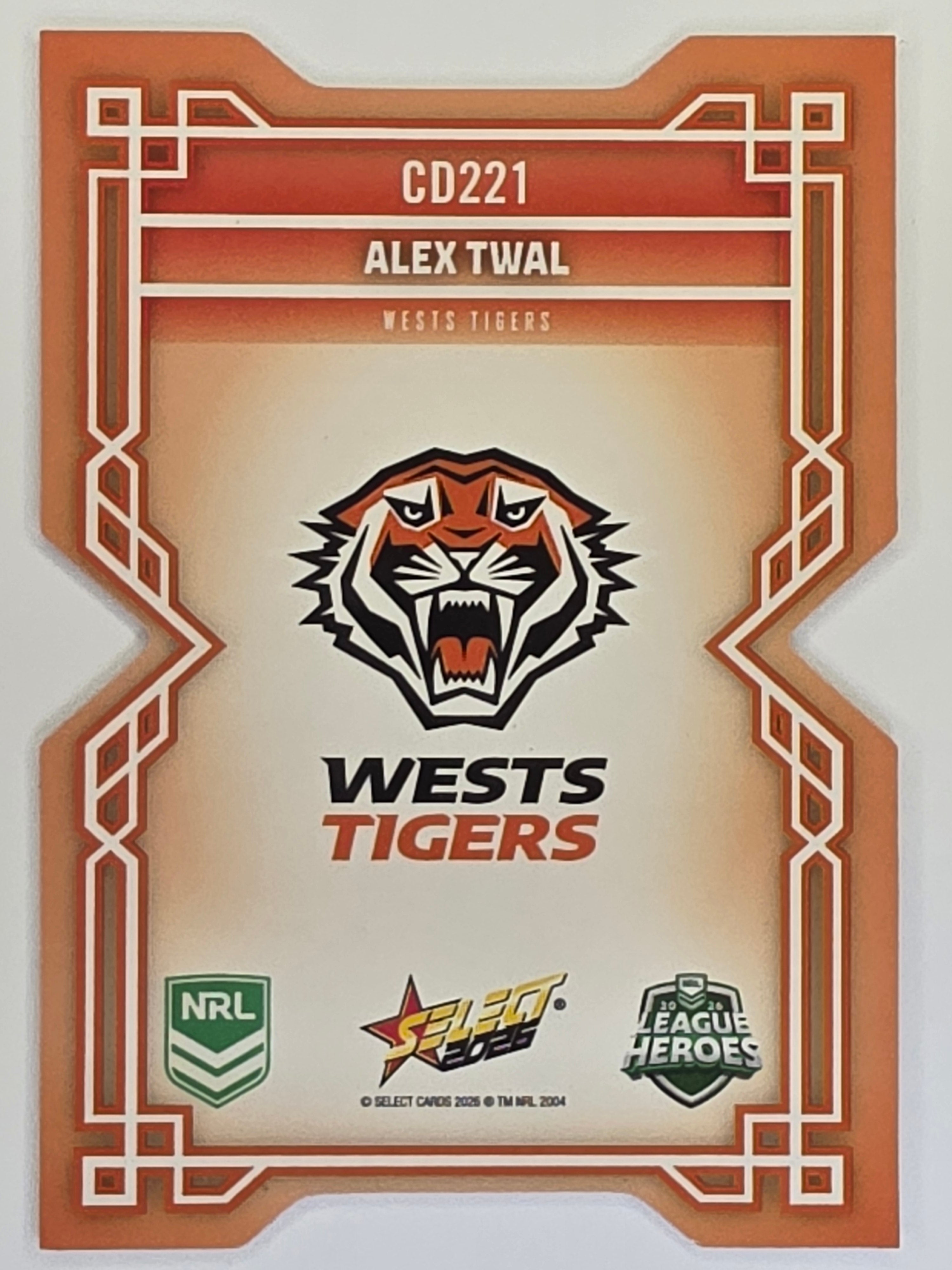 NRL 2026 League Heroes | Colours Diecut | #CD221 | Alex Twal | Wests Tigers