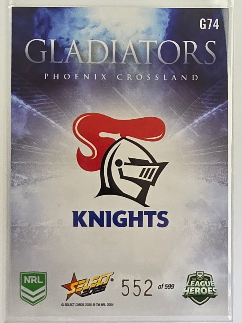 NRL 2026 League Heroes | Gladiators | #G74 | #552/599 | Phoenix Crossland | Newcastle Knights