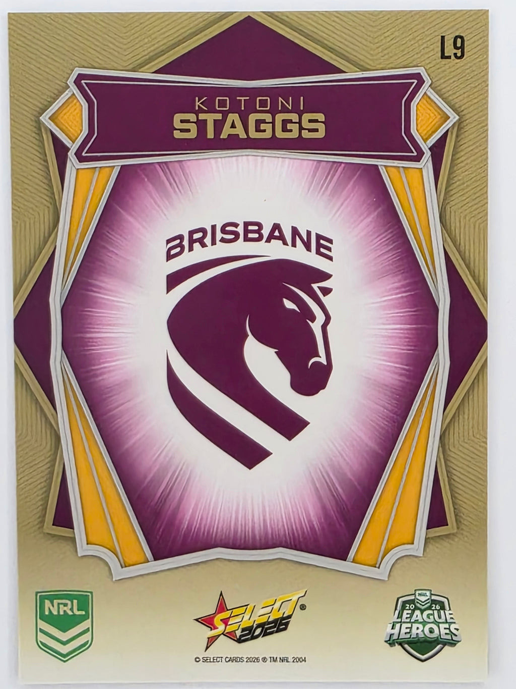 NRL 2026 League Heroes | Luminous | #L9 | Kotoni Staggs | Brisbane Broncos