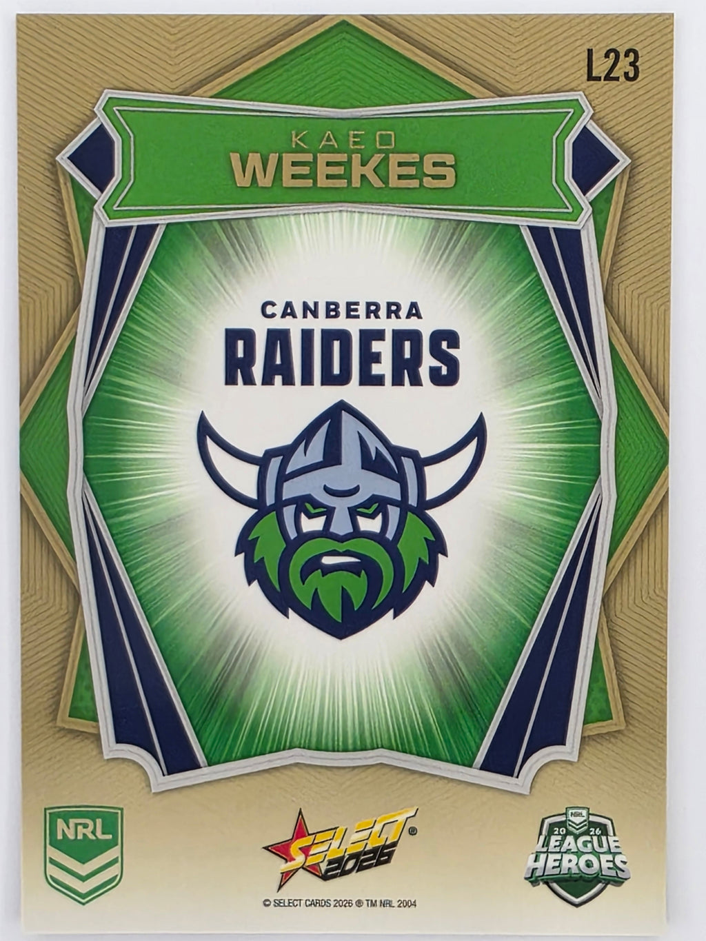 NRL 2026 League Heroes | Luminous | #L23 | Kaeo Weekes | Canberra Raiders