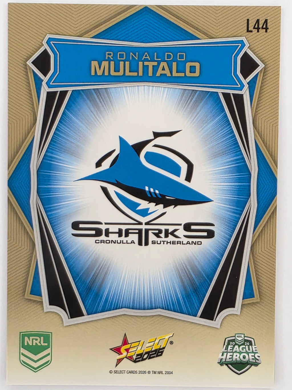 NRL 2026 League Heroes | Luminous | #L44 | Ronaldo Mulitalo | Cronulla Sharks