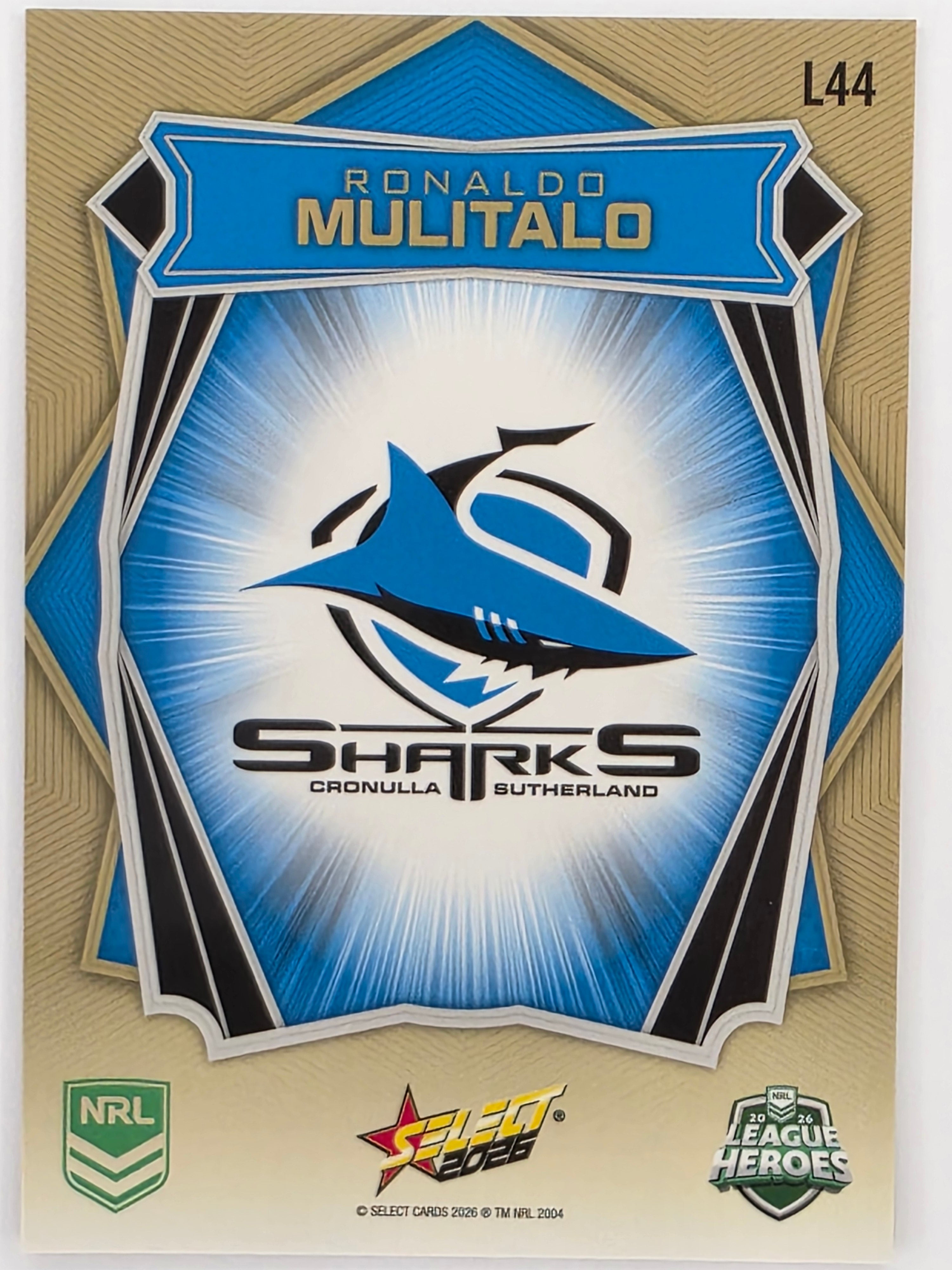 NRL 2026 League Heroes | Luminous | #L44 | Ronaldo Mulitalo | Cronulla Sharks