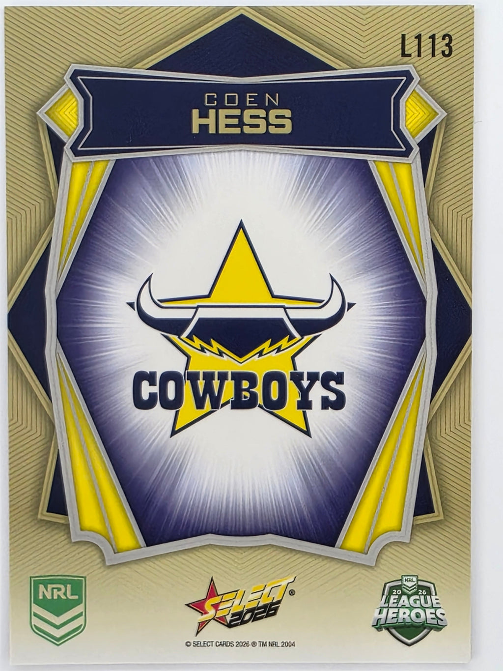 NRL 2026 League Heroes | Luminous | #L113 | Coen Hess | North Queensland Cowboys