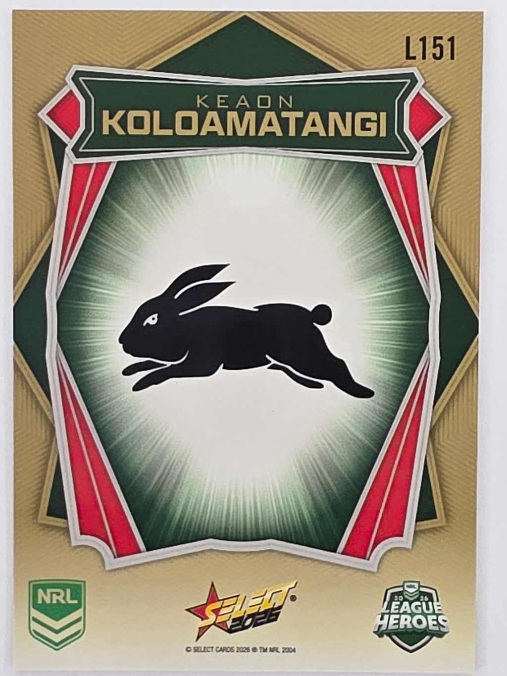 NRL 2026 League Heroes | Luminous | #L151 | Keaon Koloamatangi | South Sydney Rabbitohs