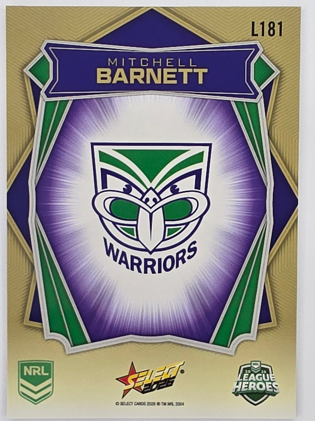 NRL 2026 League Heroes | Luminous | #L181 | Mitchell Barnett | New Zealand Warriors