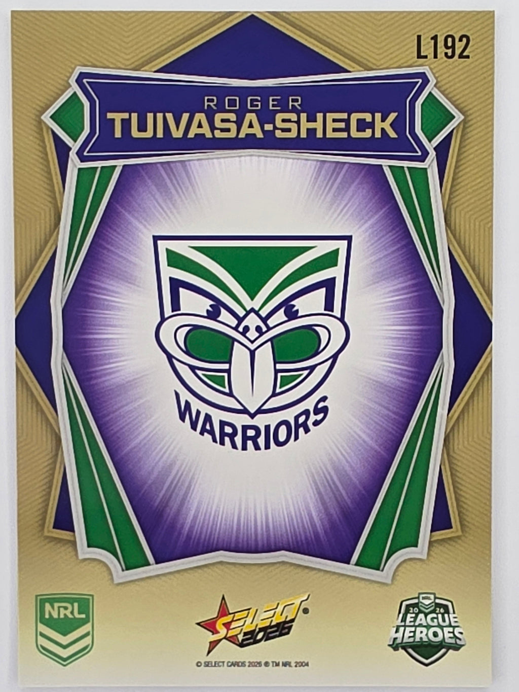 NRL 2026 League Heroes | Luminous | #L192 | Roger Tuivasa-Sheck | New Zealand Warriors