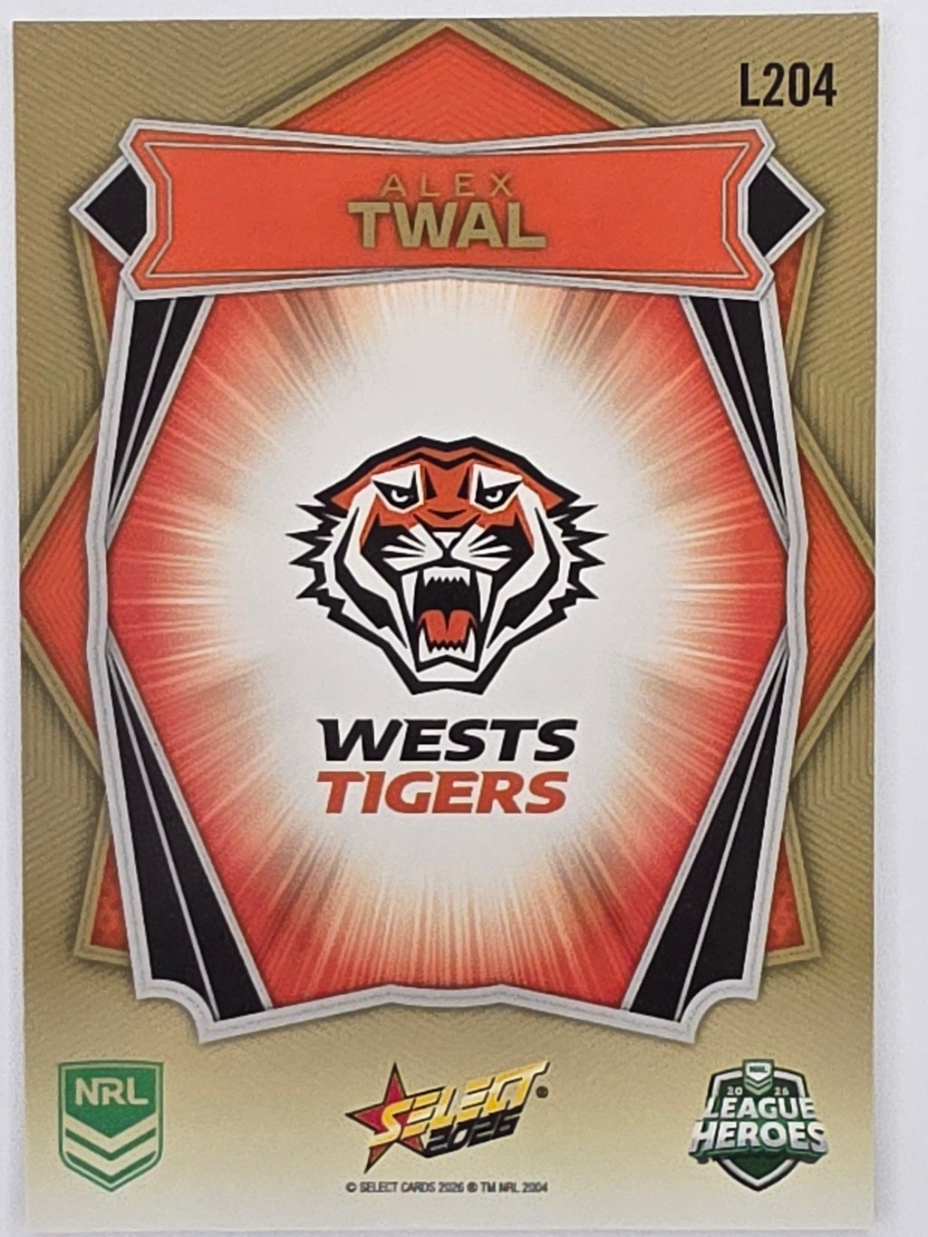 NRL 2026 League Heroes | Luminous | #L204 | Alex Twal | Wests Tigers