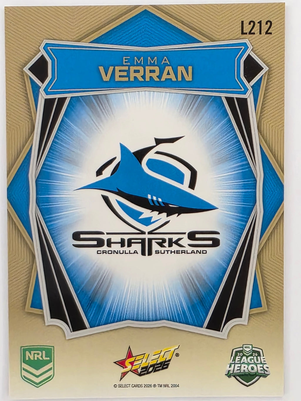 NRL 2026 League Heroes | Luminous | #L212 | Emma Verran | NRLW Cronulla Sharks