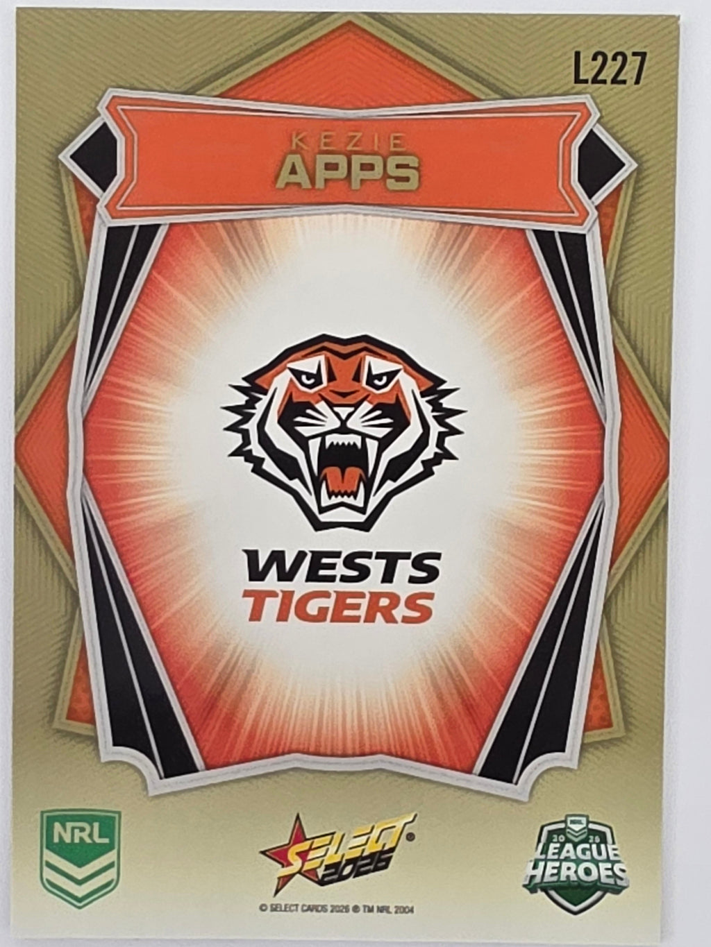 NRL 2026 League Heroes | Luminous | #L227 | Kezie Apps | NRLW Wests Tigers