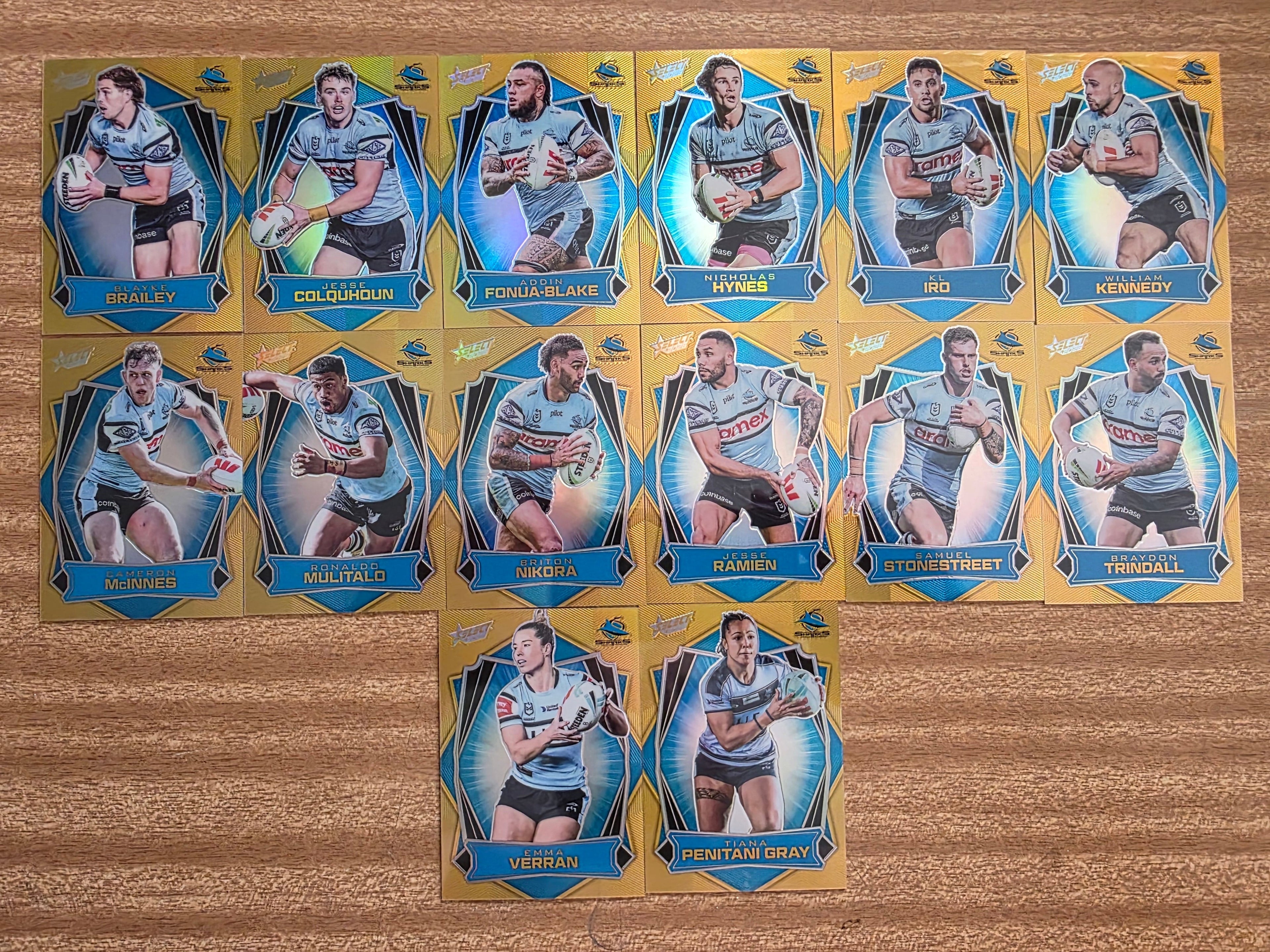 NRL 2026 League Heroes | Luminous Team Set (14 Cards)| Cronulla Sharks