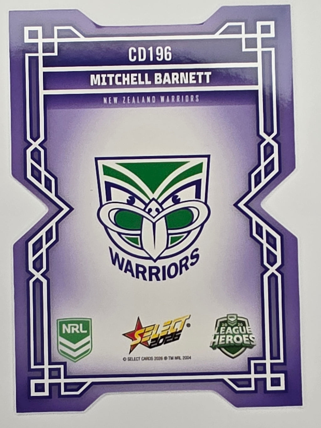 NRL 2026 League Heroes | Colours Diecut | #CD196 | Mitchell Barnett | New Zealand Warriors
