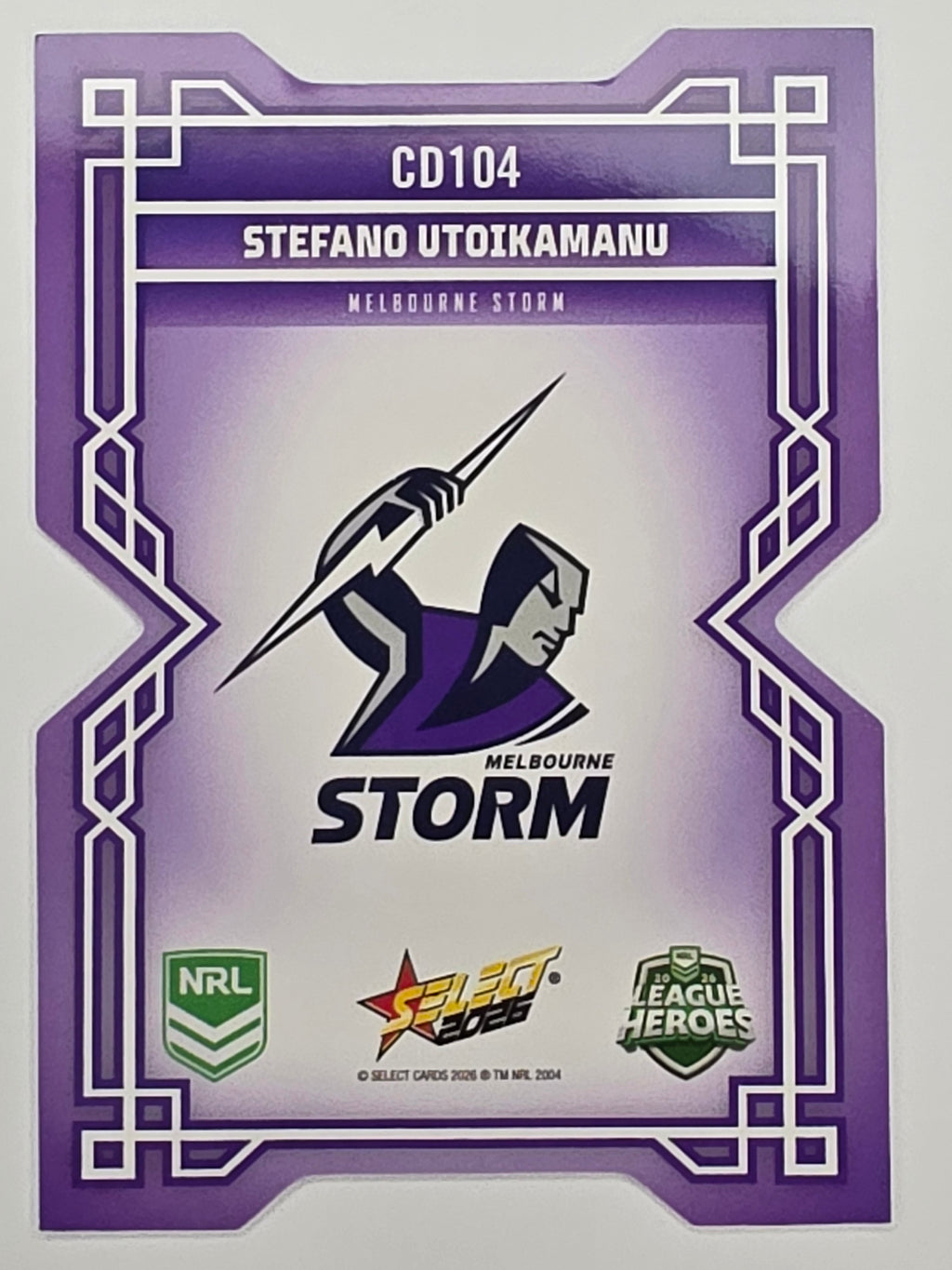 NRL 2026 League Heroes | Colours Diecut | #CD104 | Stefano Utoikamanu | Melbourne Storm