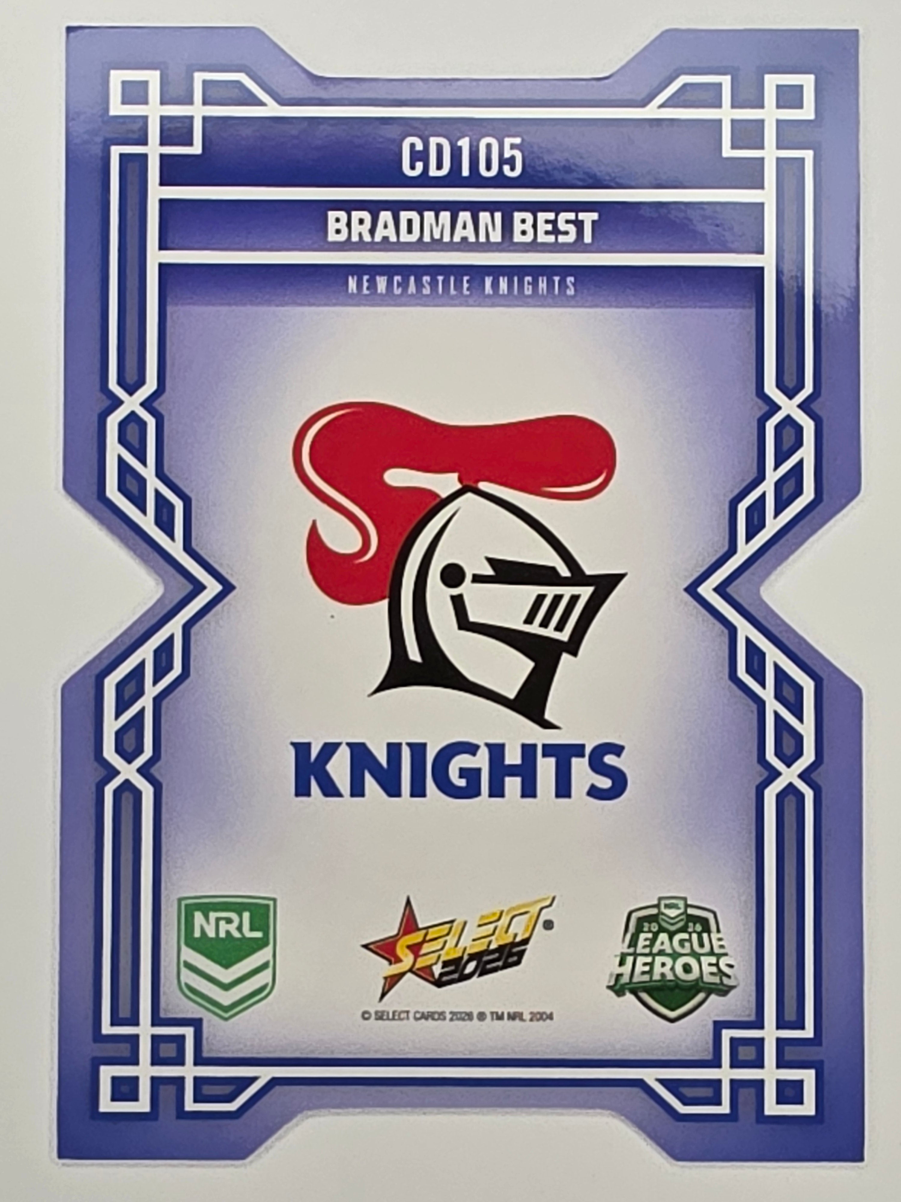 NRL 2026 League Heroes | Colours Diecut | #CD105 | Bradman Best | Newcastle Knights