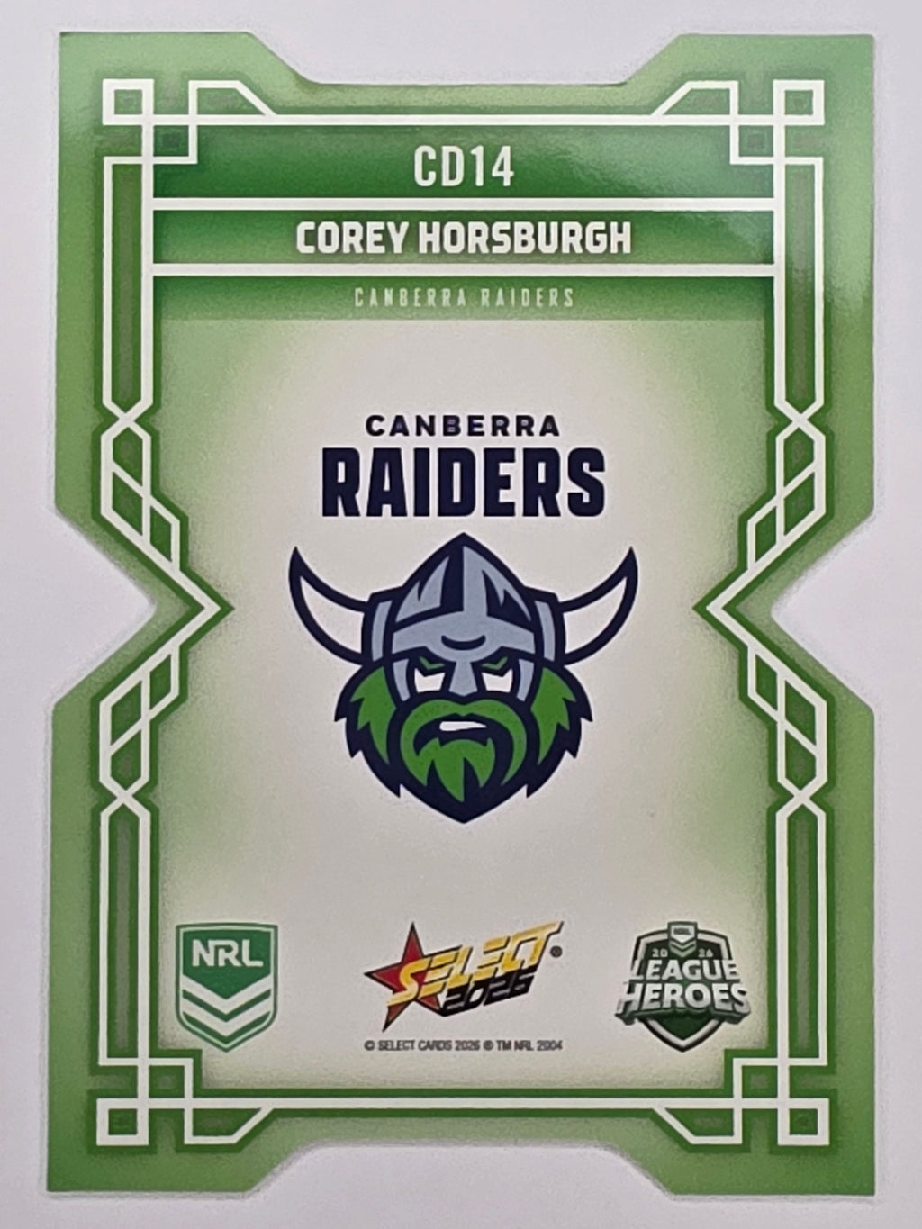 NRL 2026 League Heroes | Colours Diecut | #CD14 | Corey Horsburgh | Canberra Raiders