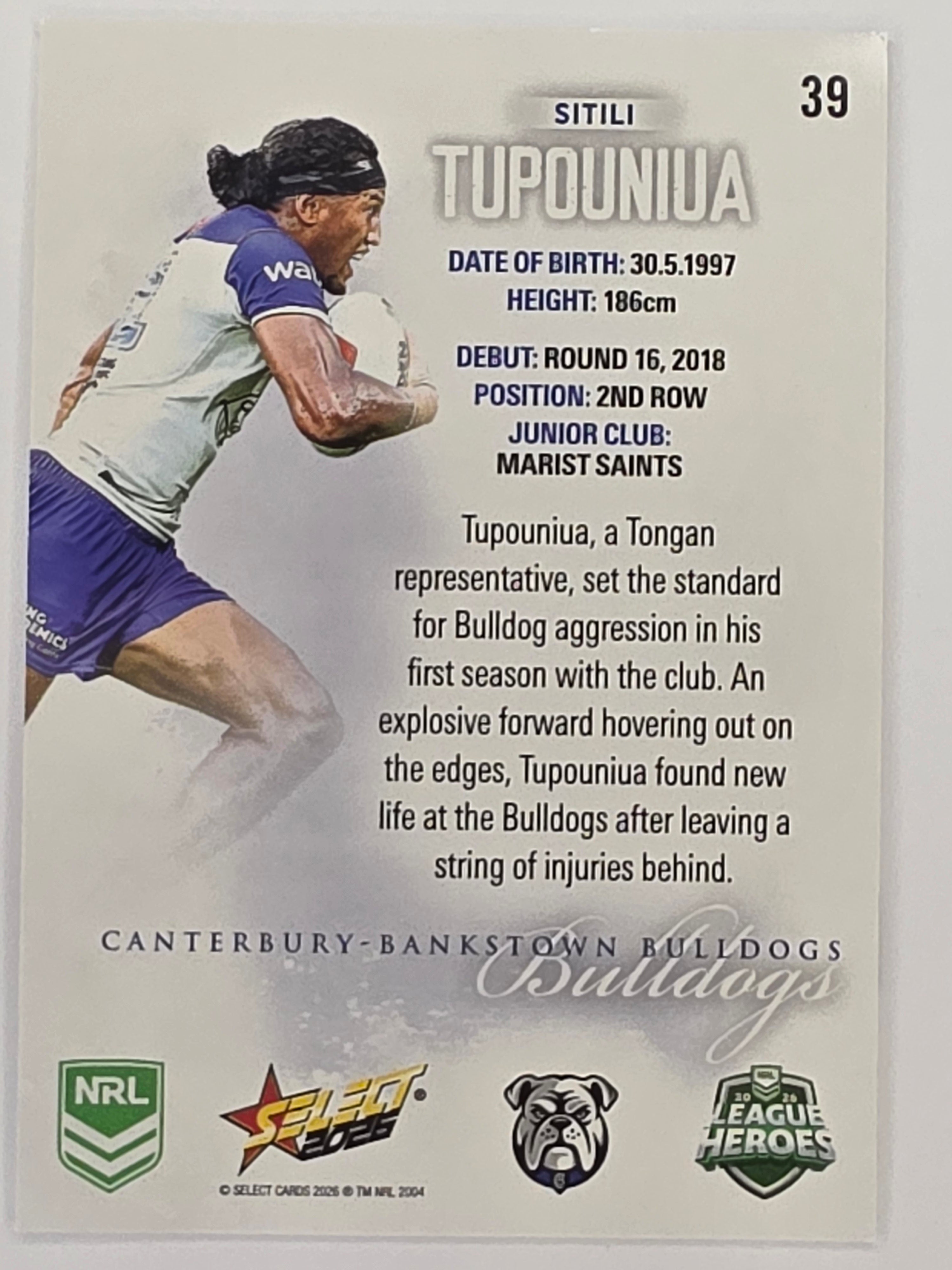 NRL 2026 League Heroes | Base | #039 | Sitili Tupouniua | Canterbury Bulldogs
