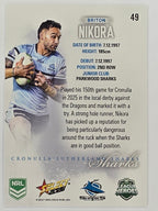 NRL 2026 League Heroes | Base | #049 | Briton Nikora | Cronulla Sharks