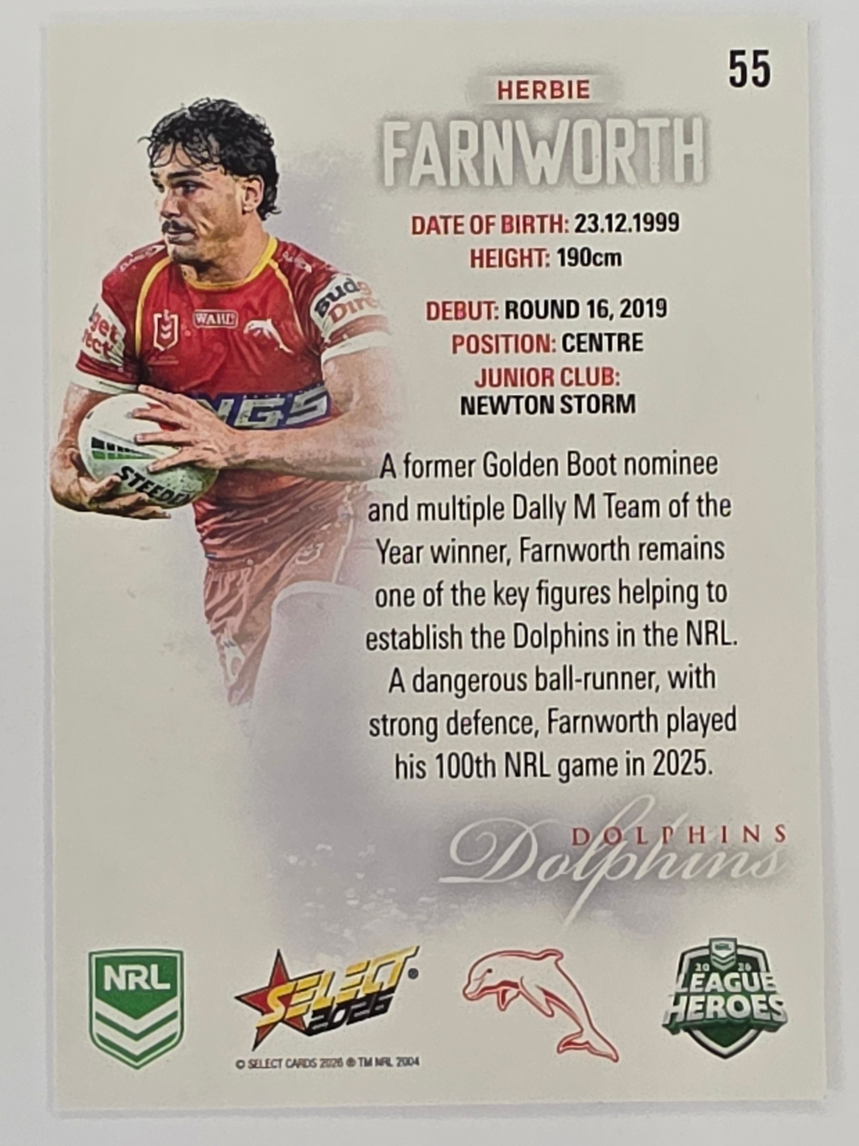 NRL 2026 League Heroes | Base | #055 | Herbie Farnworth | Dolphins