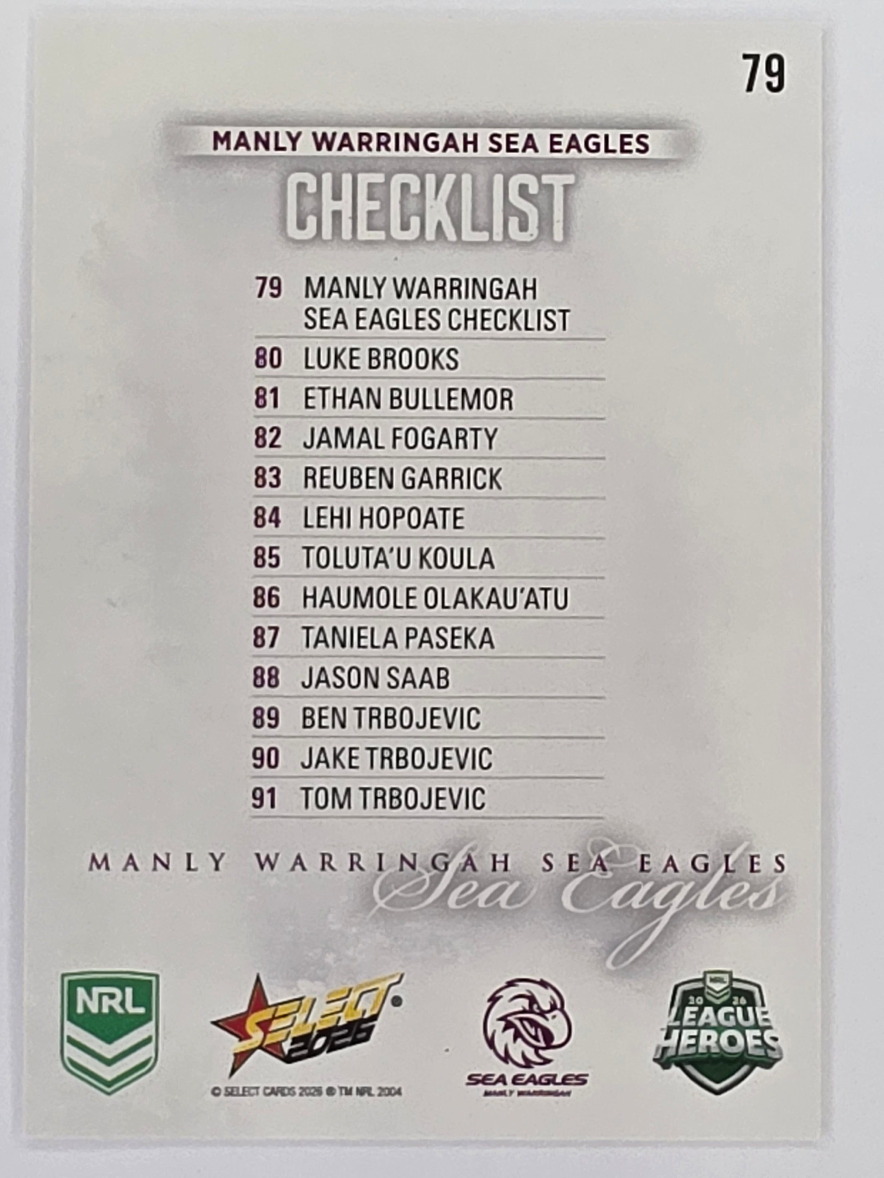 NRL 2026 League Heroes | Base | #079 | Logo | Manly Sea Eagles