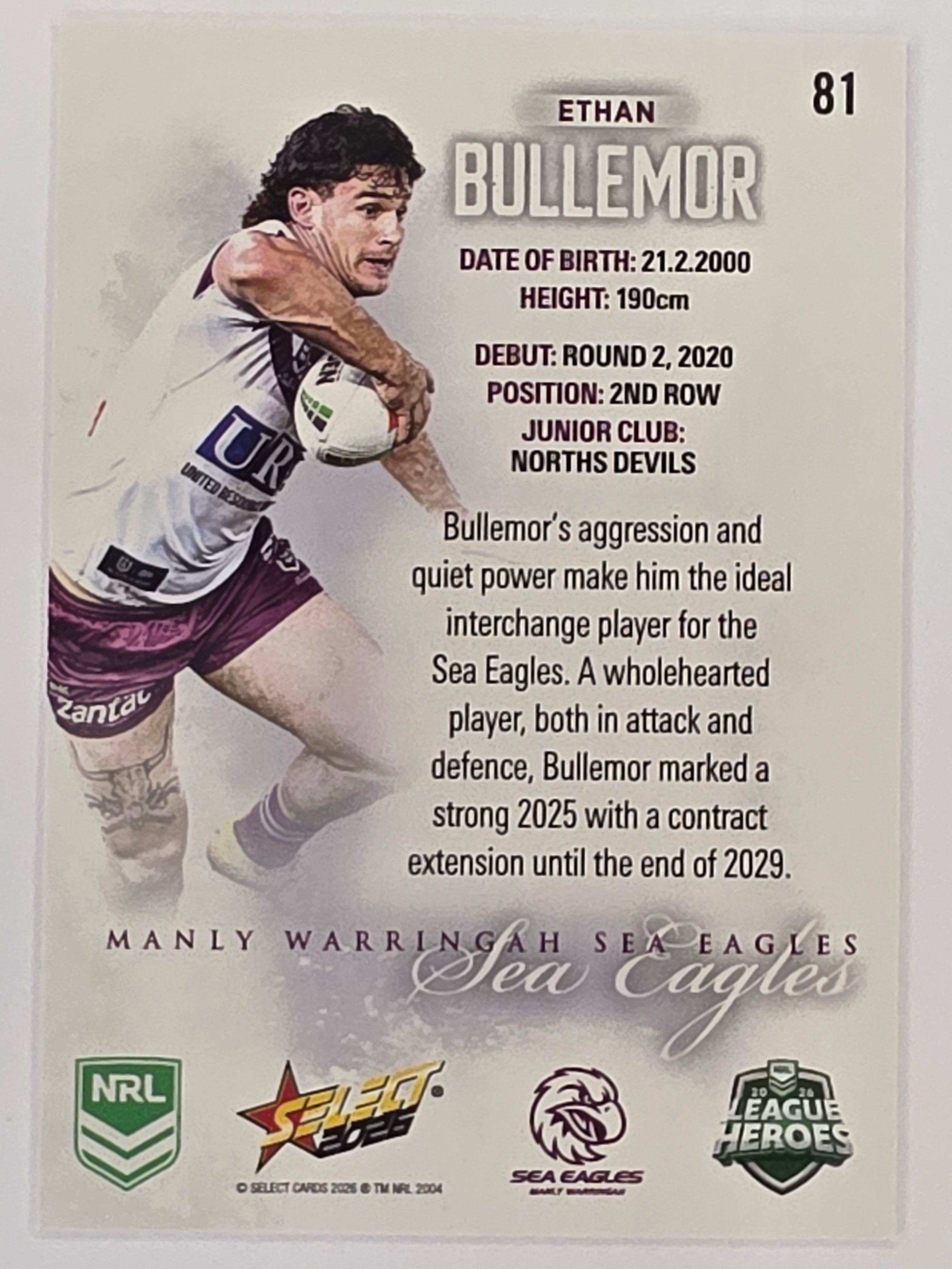 NRL 2026 League Heroes | Base | #081 | Ethan Bullemor | Manly Sea Eagles