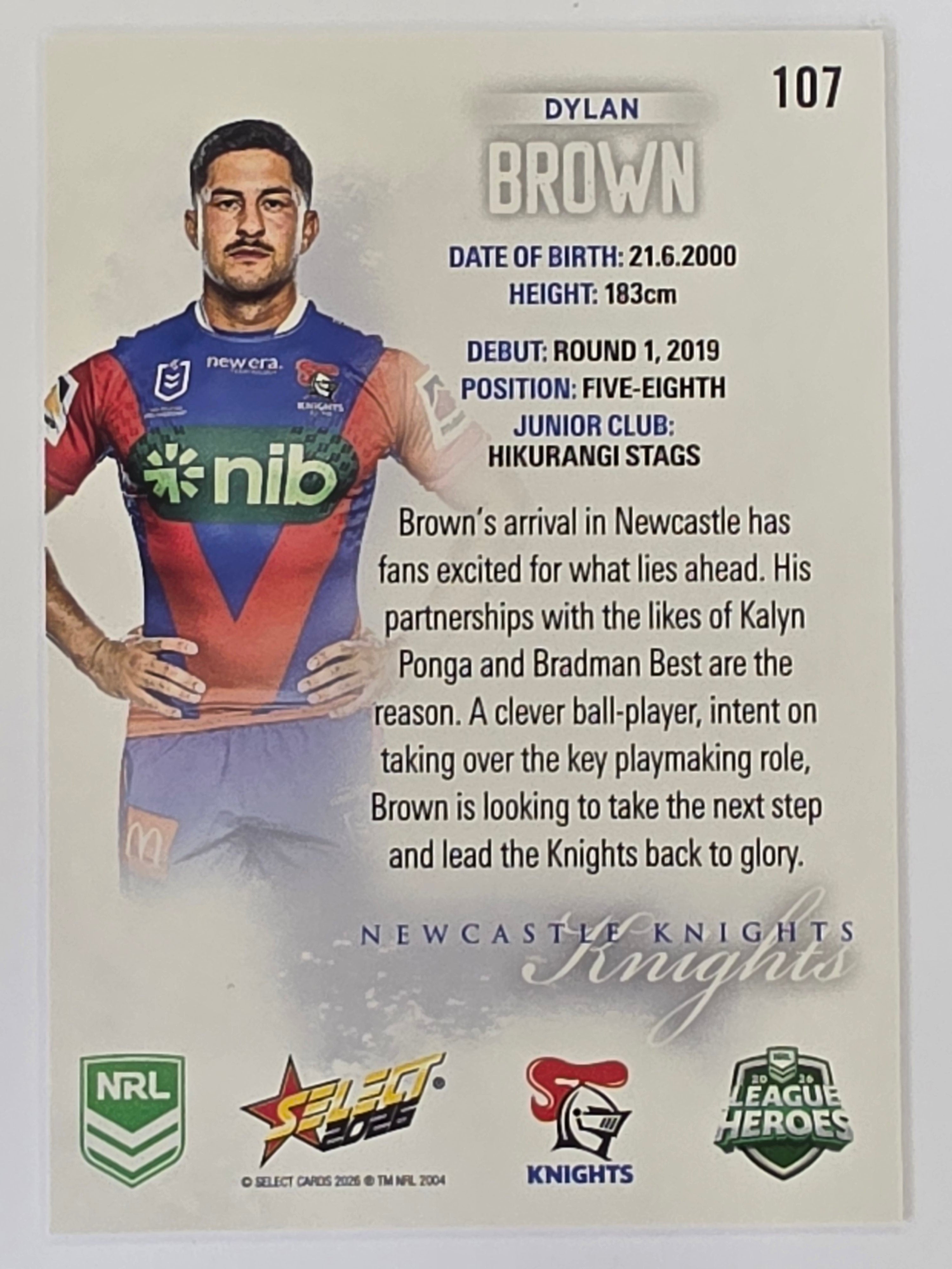 NRL 2026 League Heroes | Base | #107 | Dylan Brown | Newcastle Knights