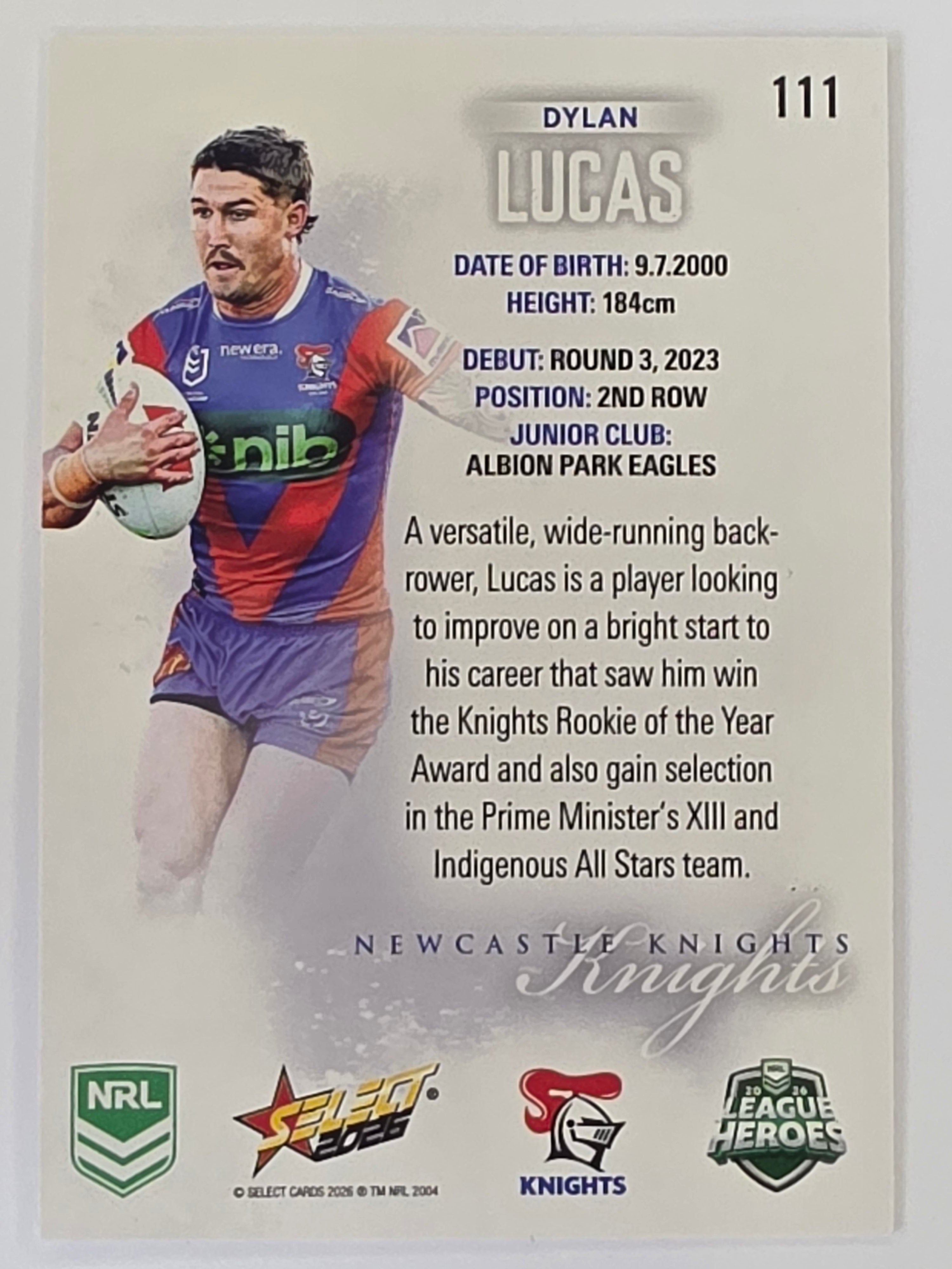NRL 2026 League Heroes | Base | #111 | Dylan Lucas | Newcastle Knights